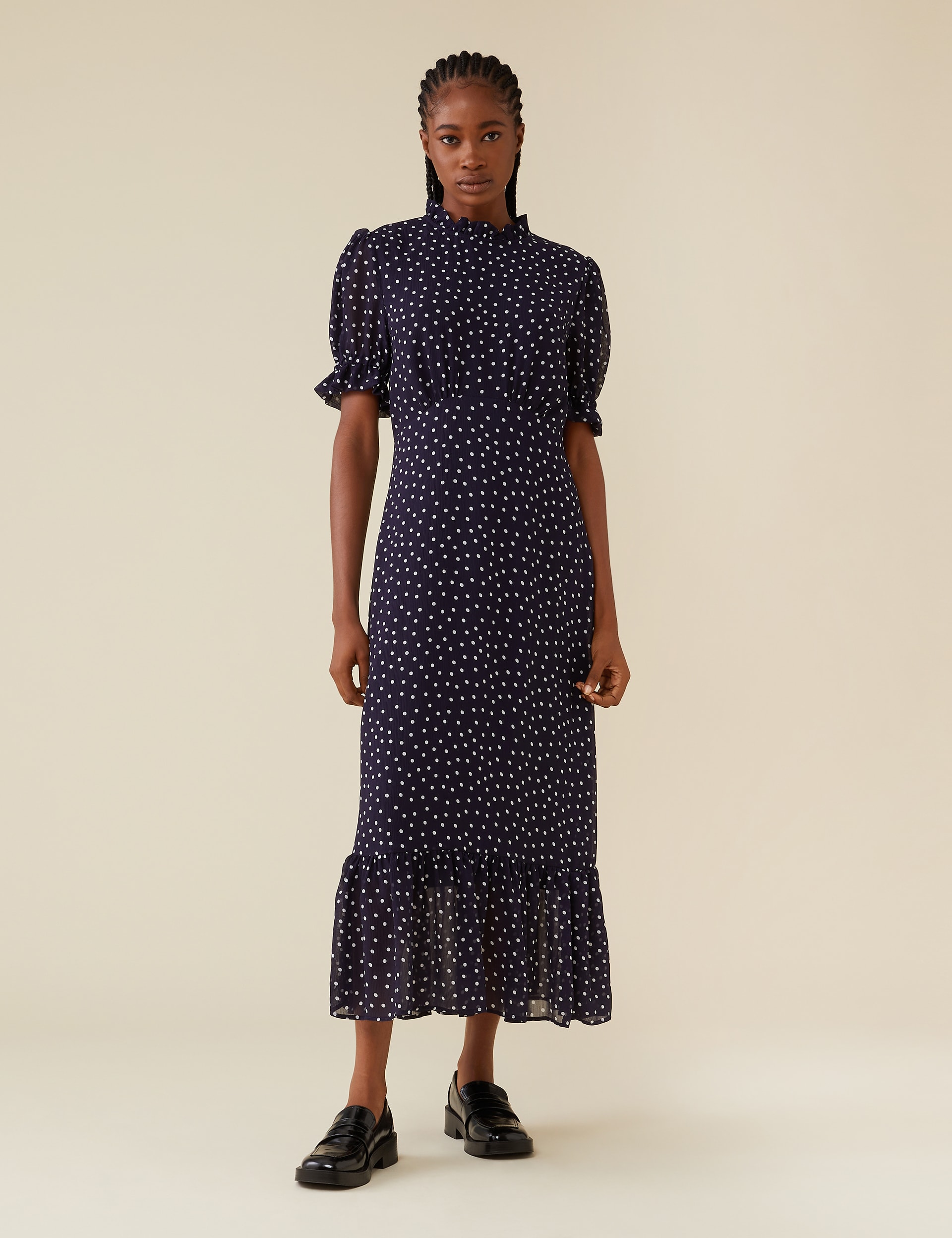 Polka Dot High Neck Midaxi Smock Dress | Finery London | M&S