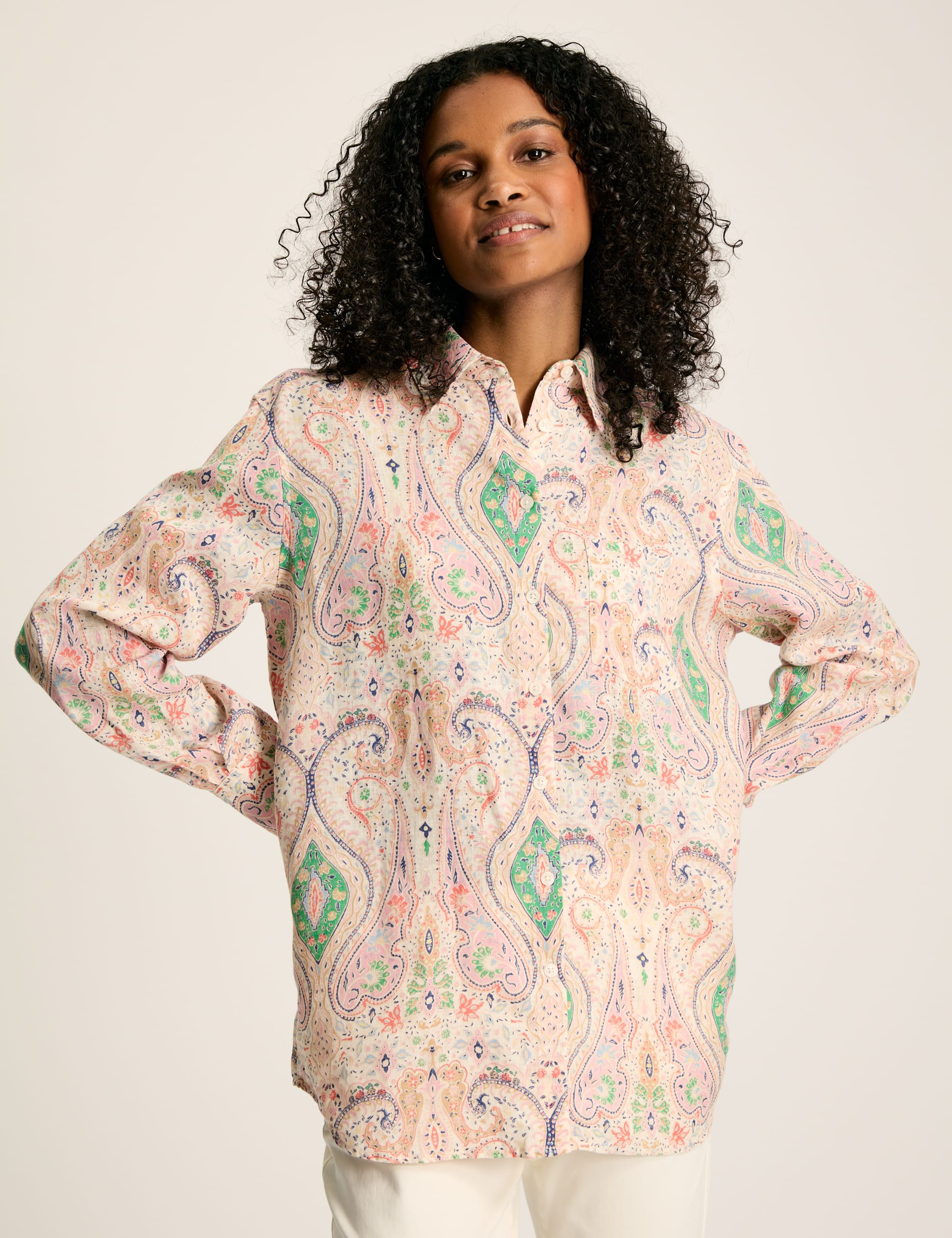 Pure Linen Paisley Collared Shirt | Joules | M&S