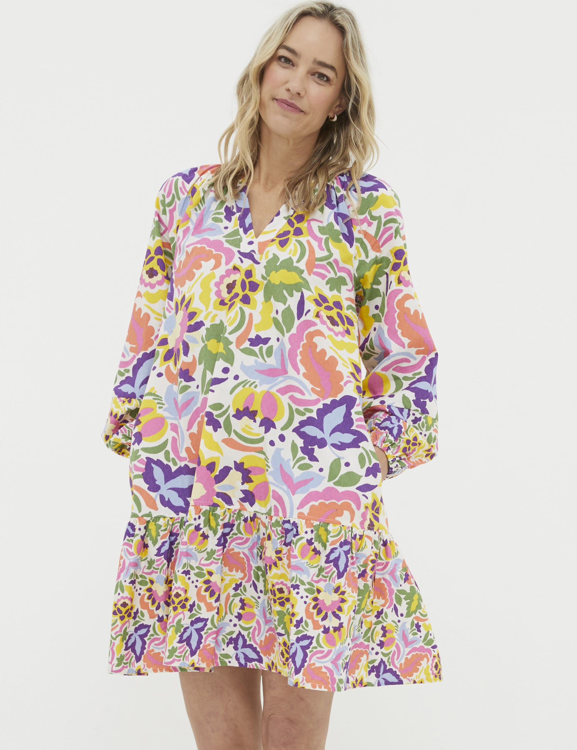 Pure Cotton Floral Knee Length Shift Dress | FatFace | M&S