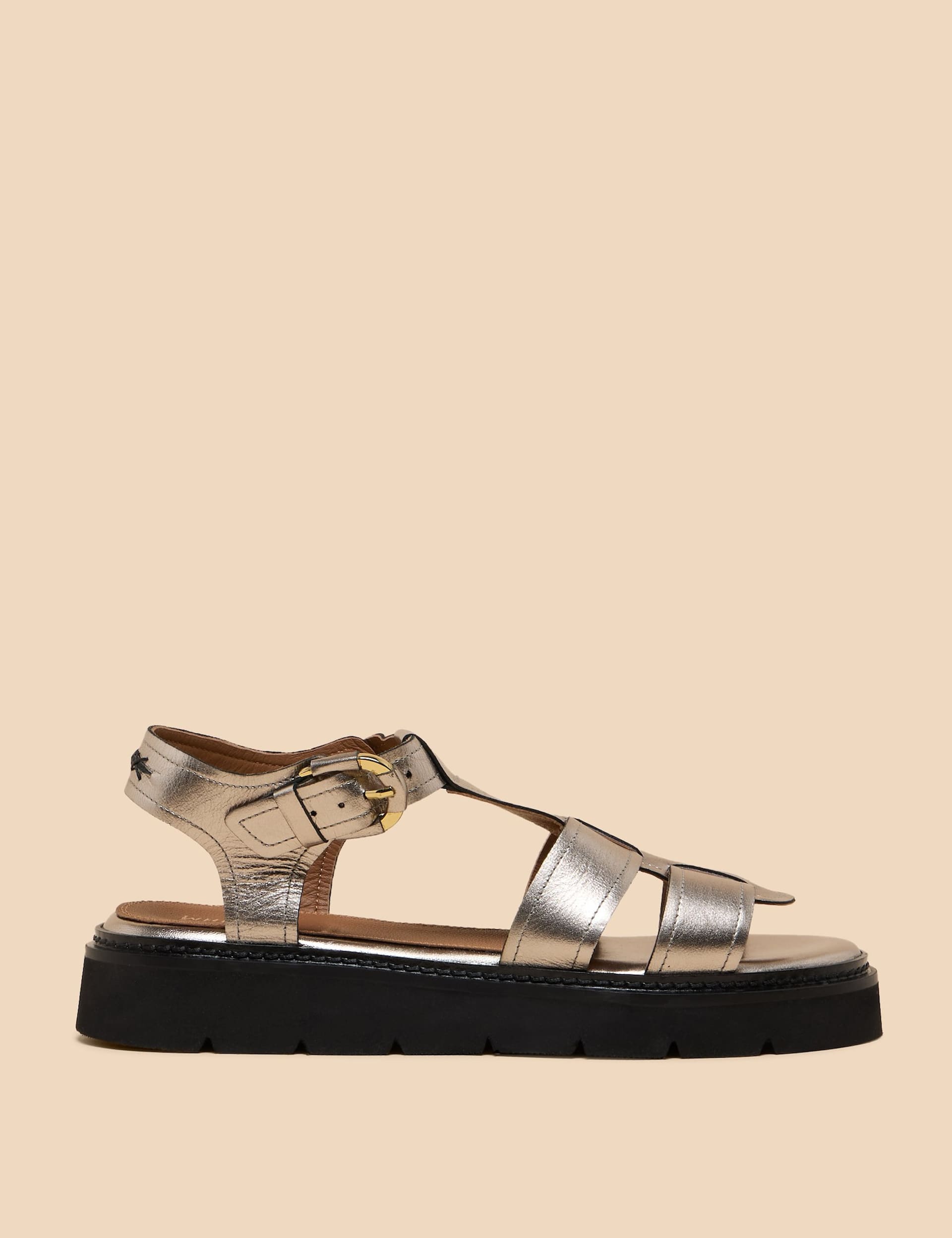 Leather Metallic Flatform Gladiator Sandals | White Stuff | M&S