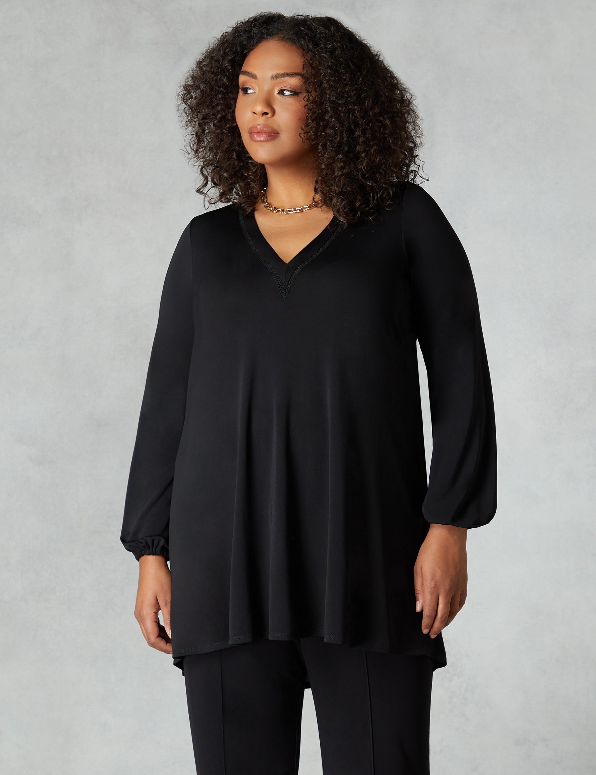 Jersey V-Neck Tunic | Live Unlimited London | M&S
