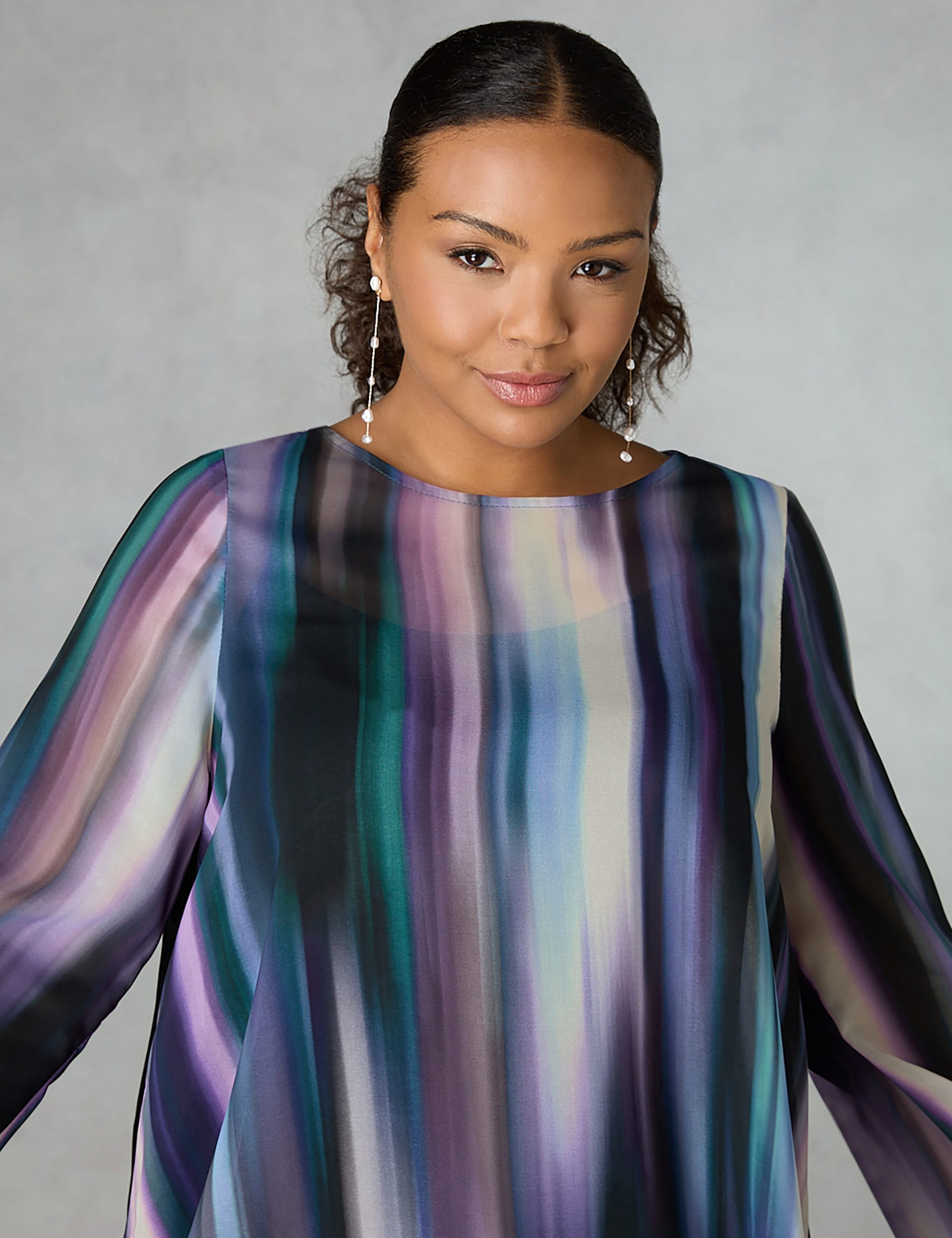 Ombre Round Neck Oversized Top | Live Unlimited London | M&S