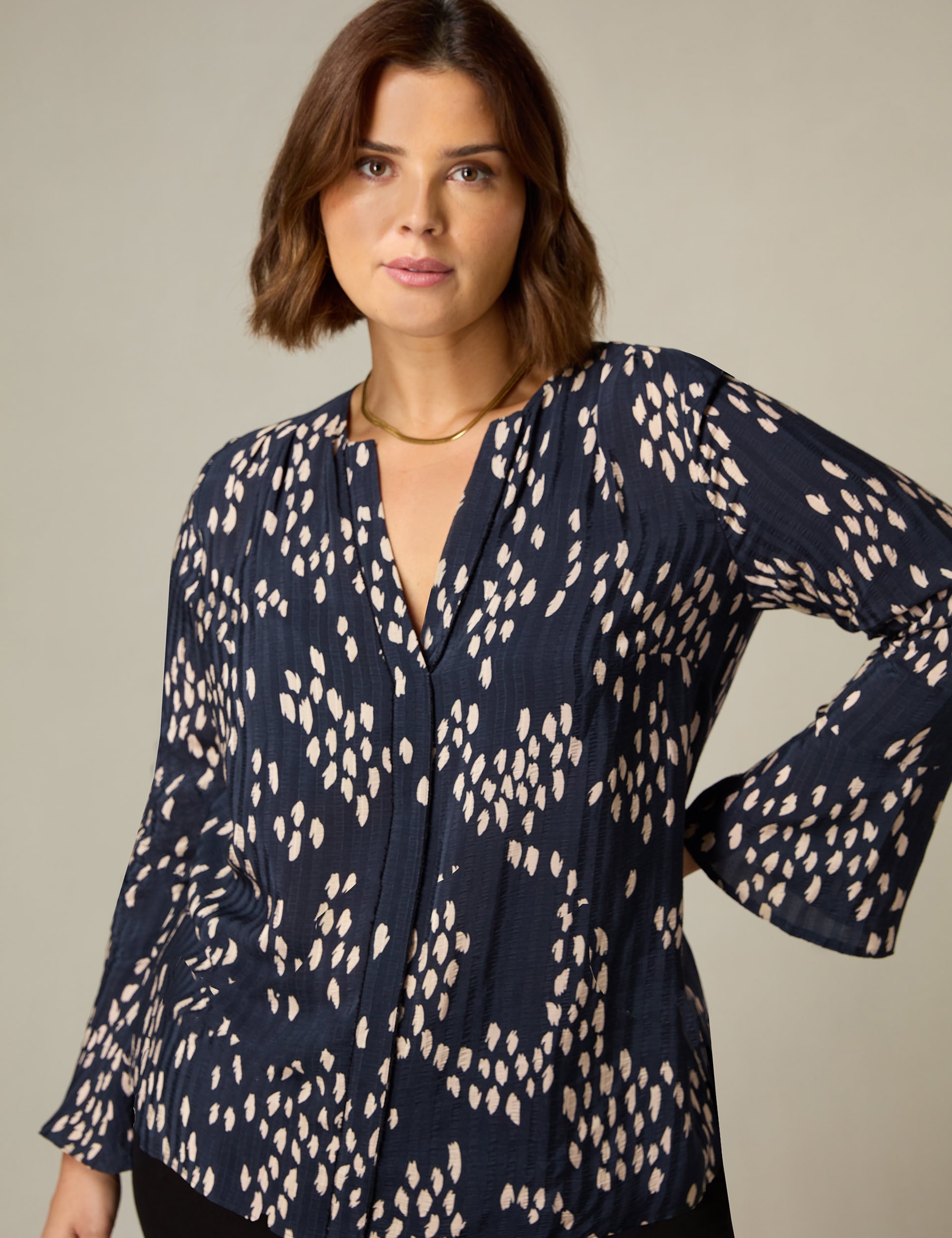 Printed V Neck Relaxed Blouse | Live Unlimited London | M&S