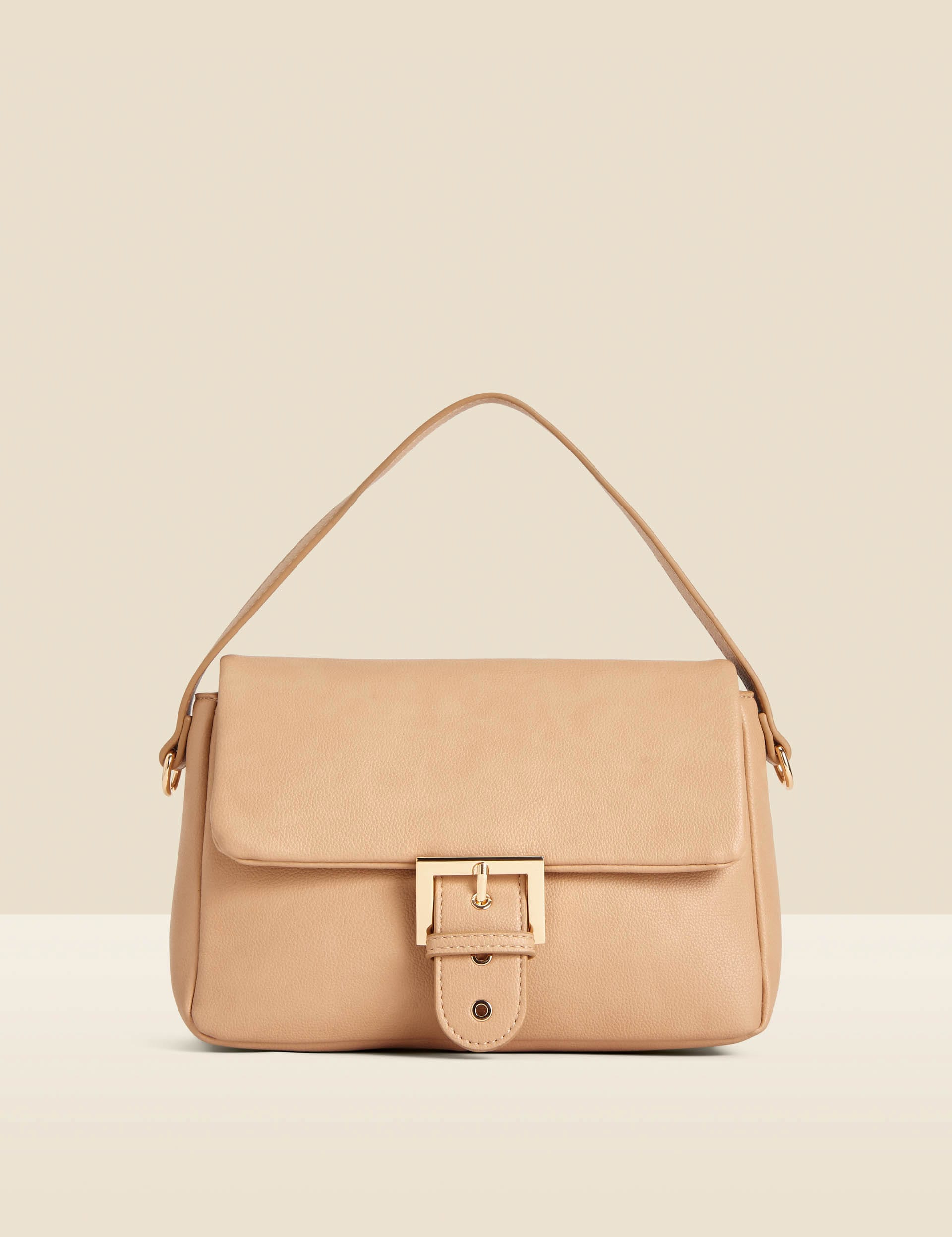 Faux Leather Buckle Detail Shoulder Bags