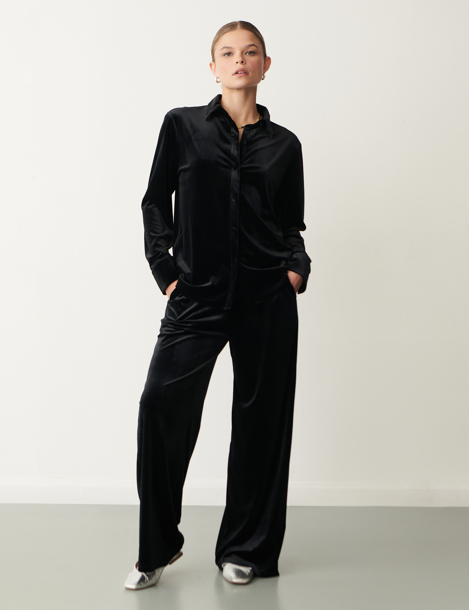 Velvet Elasticated Waist Wide Leg Trousers | Finery London | M&S