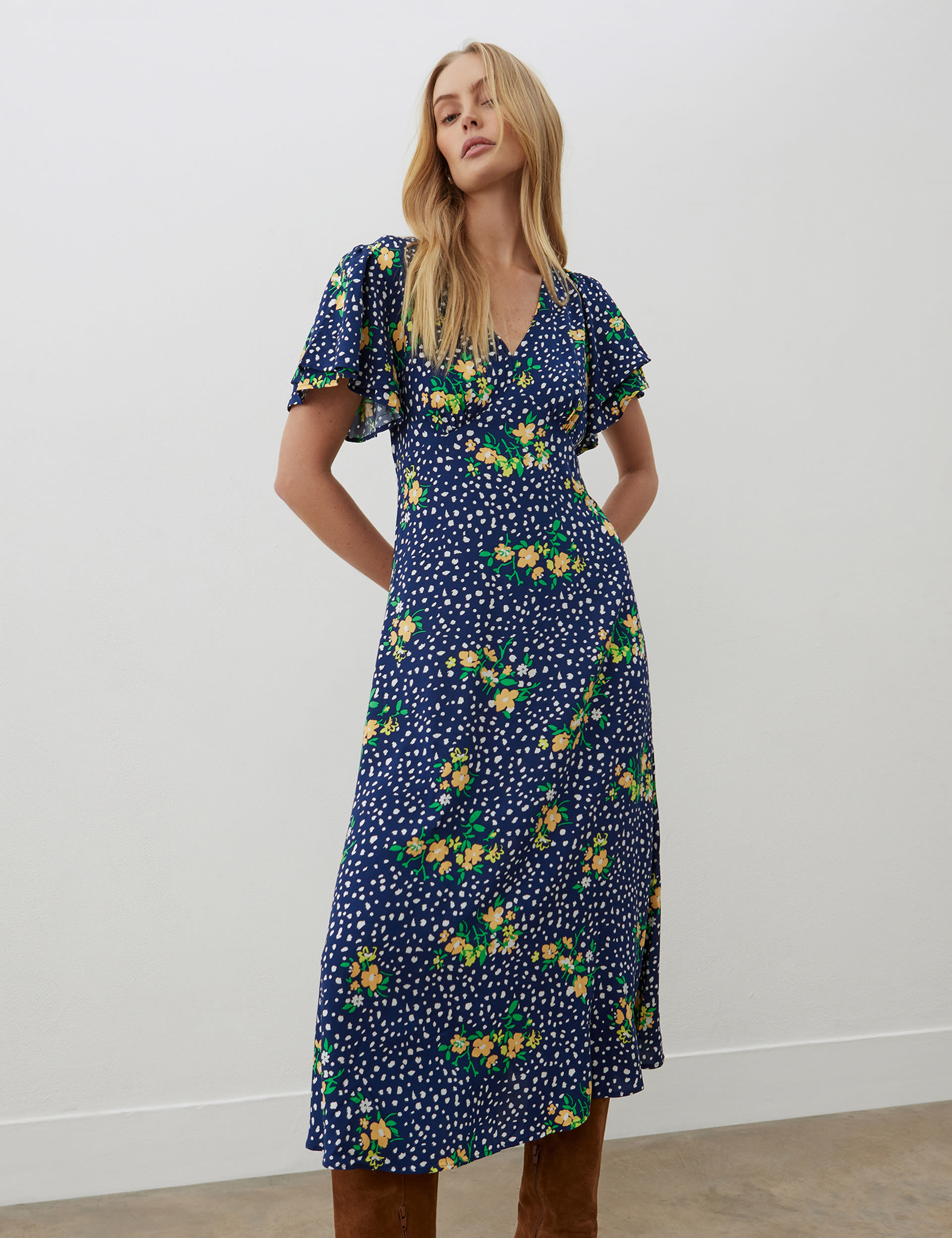 Floral V-Neck Midi Tea Dress | Finery London | M&S