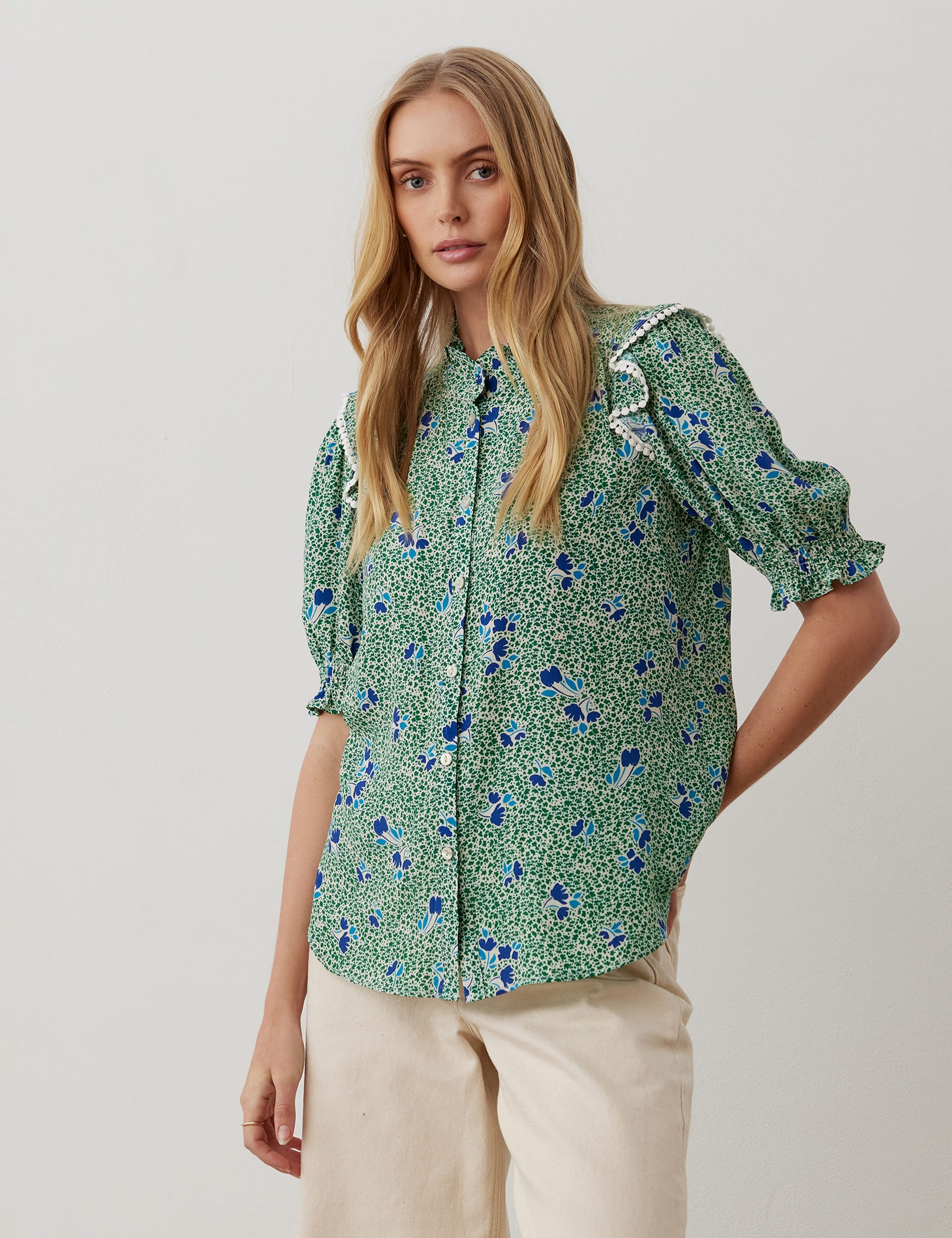 Floral Frill Detail Puff Sleeve Blouse | Finery London | M&S