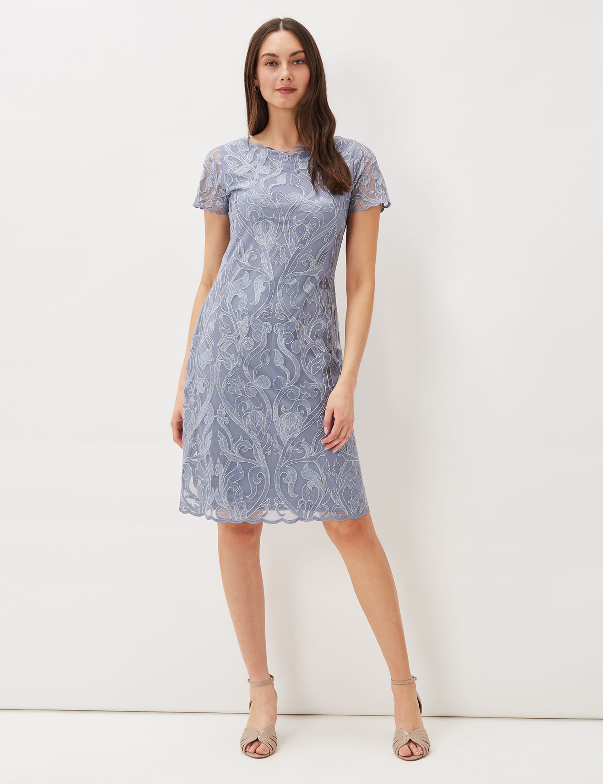 Embroidered Short Sleeve Shift Dress | Phase Eight | M&S