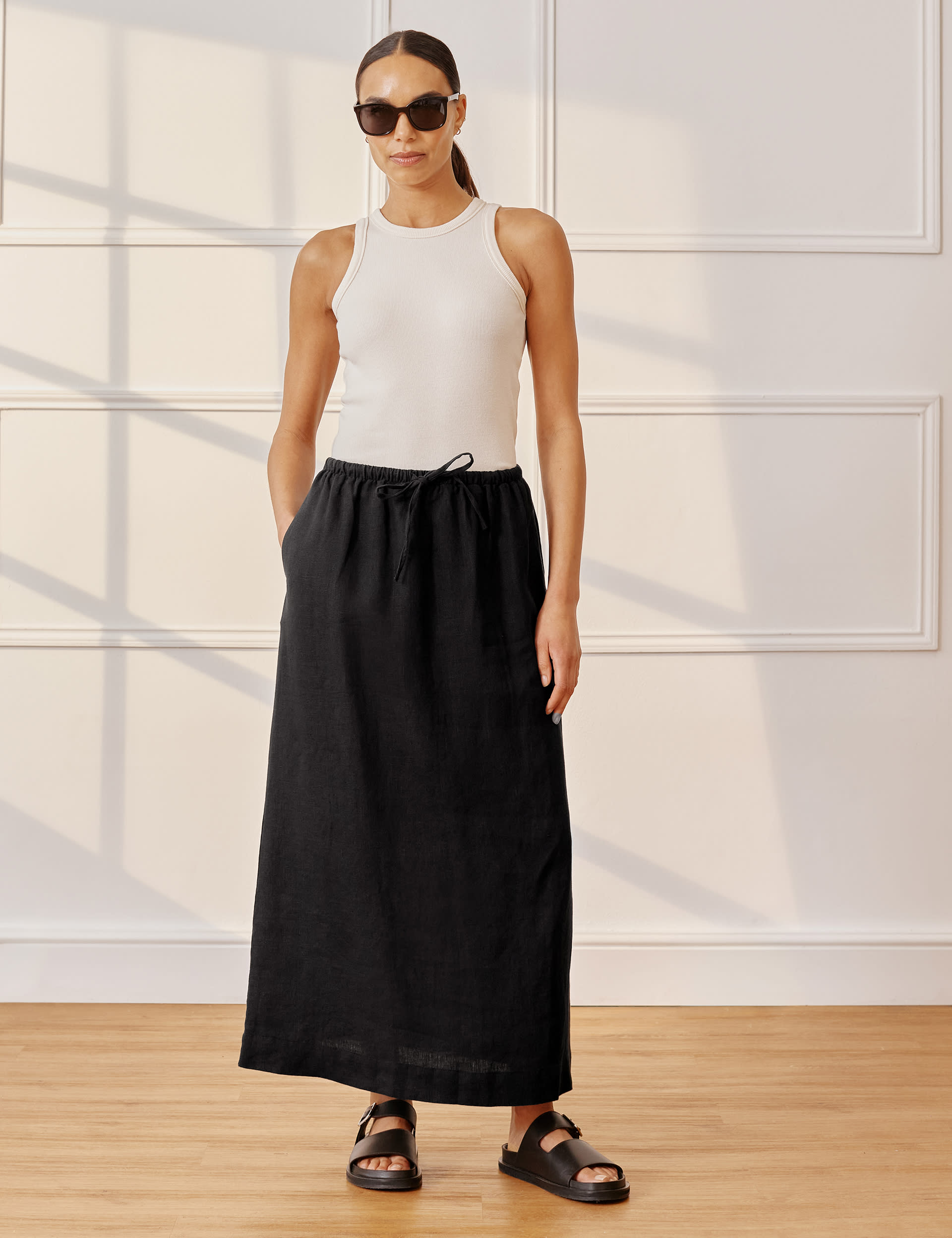 Pure Linen Maxi Column Skirt | Albaray | M&S