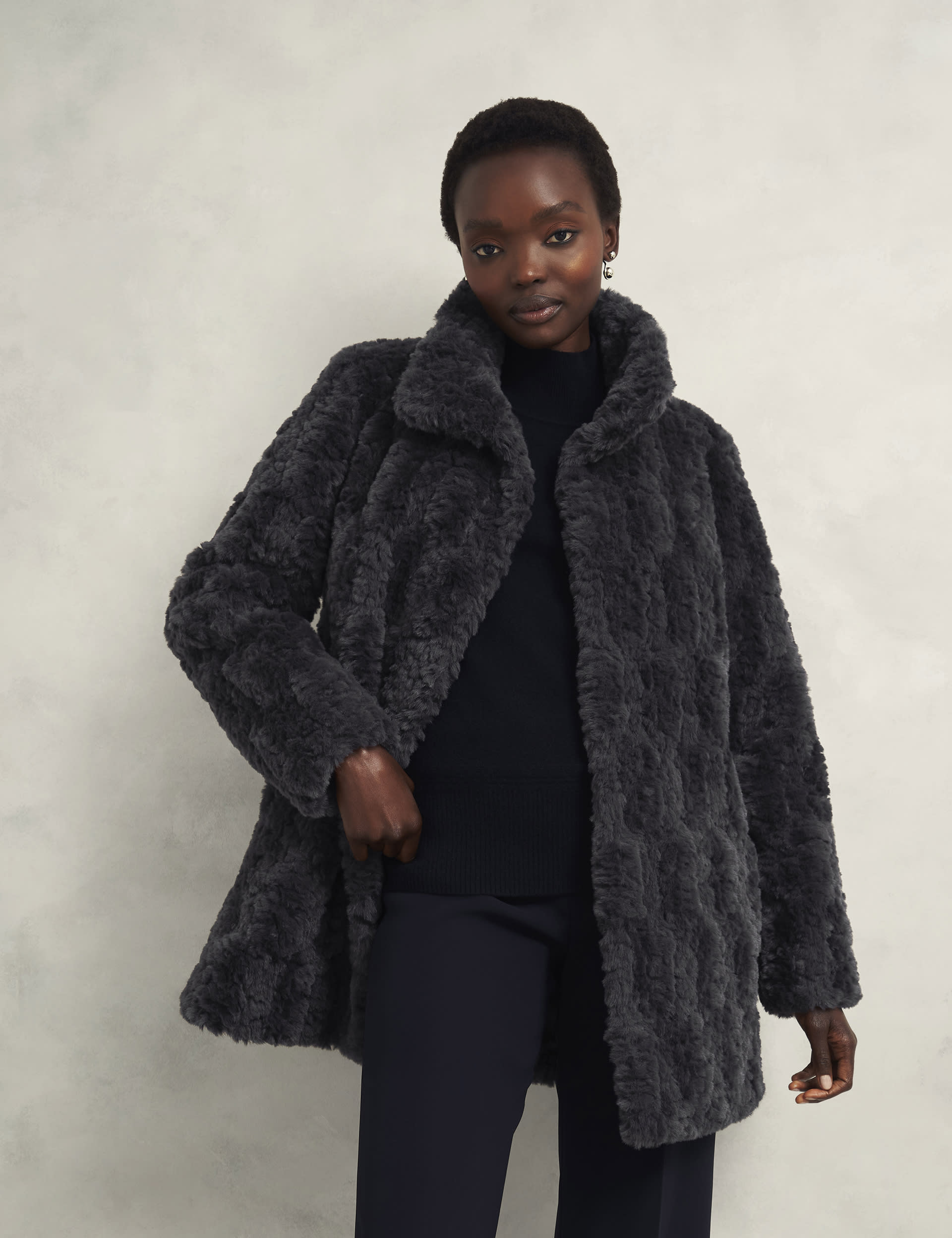 Faux Fur Textured Funnel Neck Coat HOBBS M&S