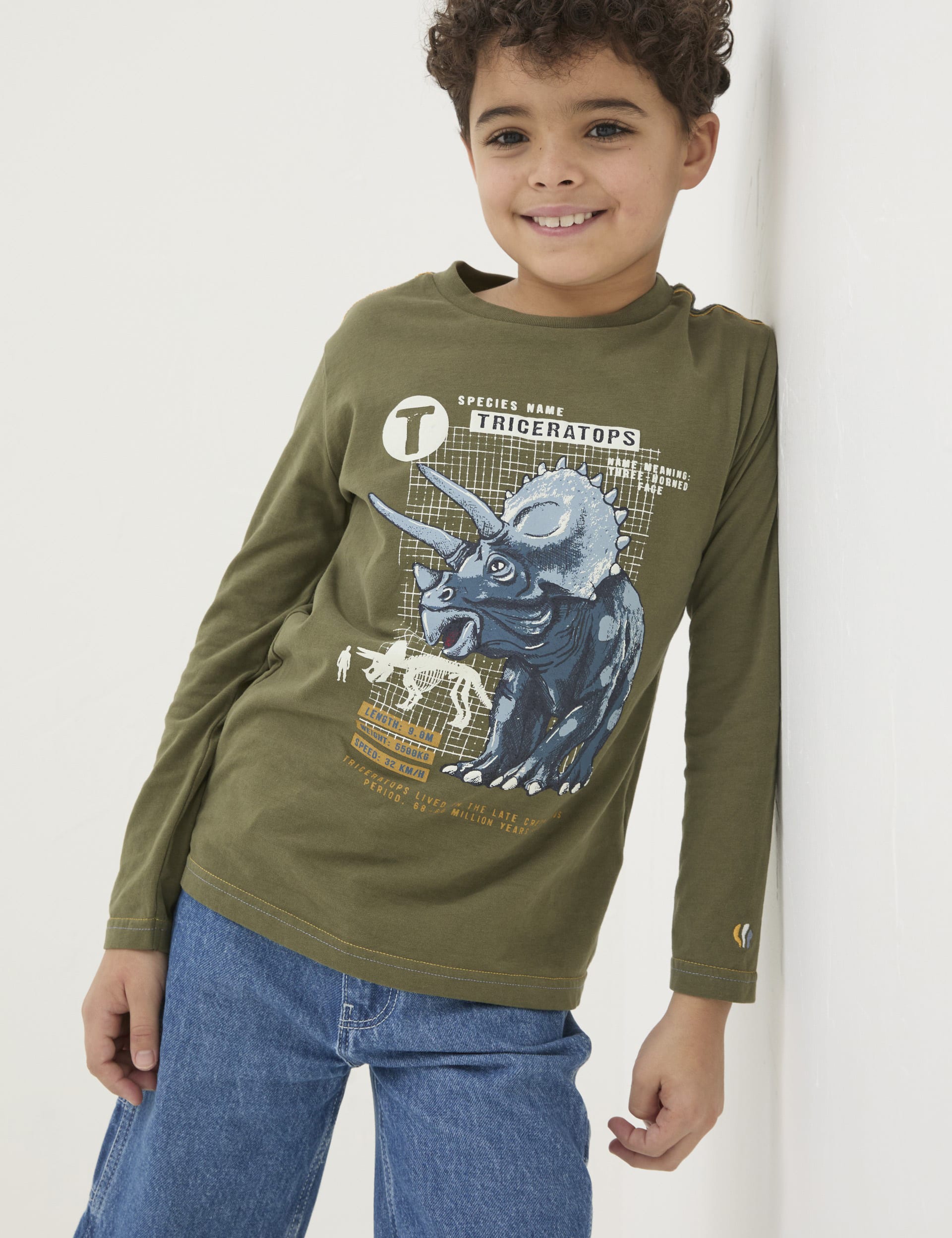 Mousse Yellow Dinosour Print T-Shirt main image 1