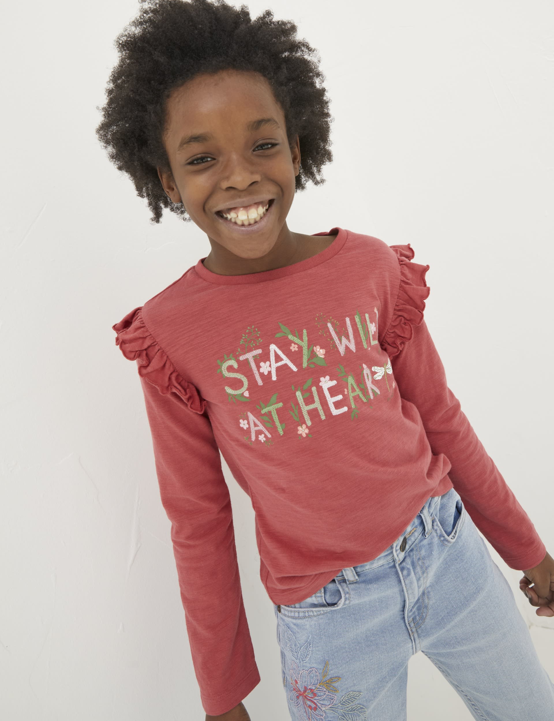 Pure Cotton Wild At Heart Slogan T-Shirt (3-13 Yrs) | FatFace | M&S