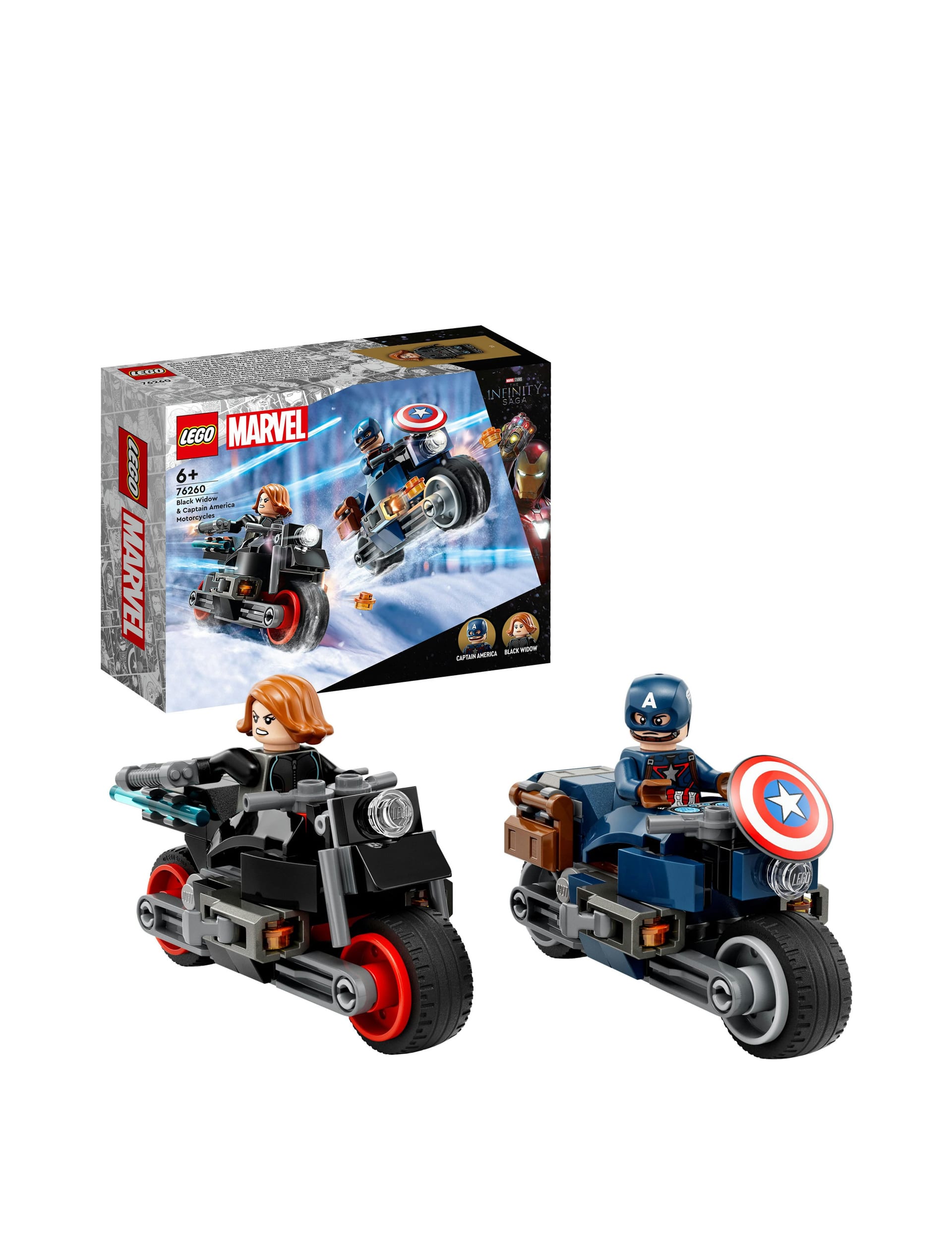 LEGO Marvel Black Widow & Captain America Motorcycles 76260 (6+ Yrs ...