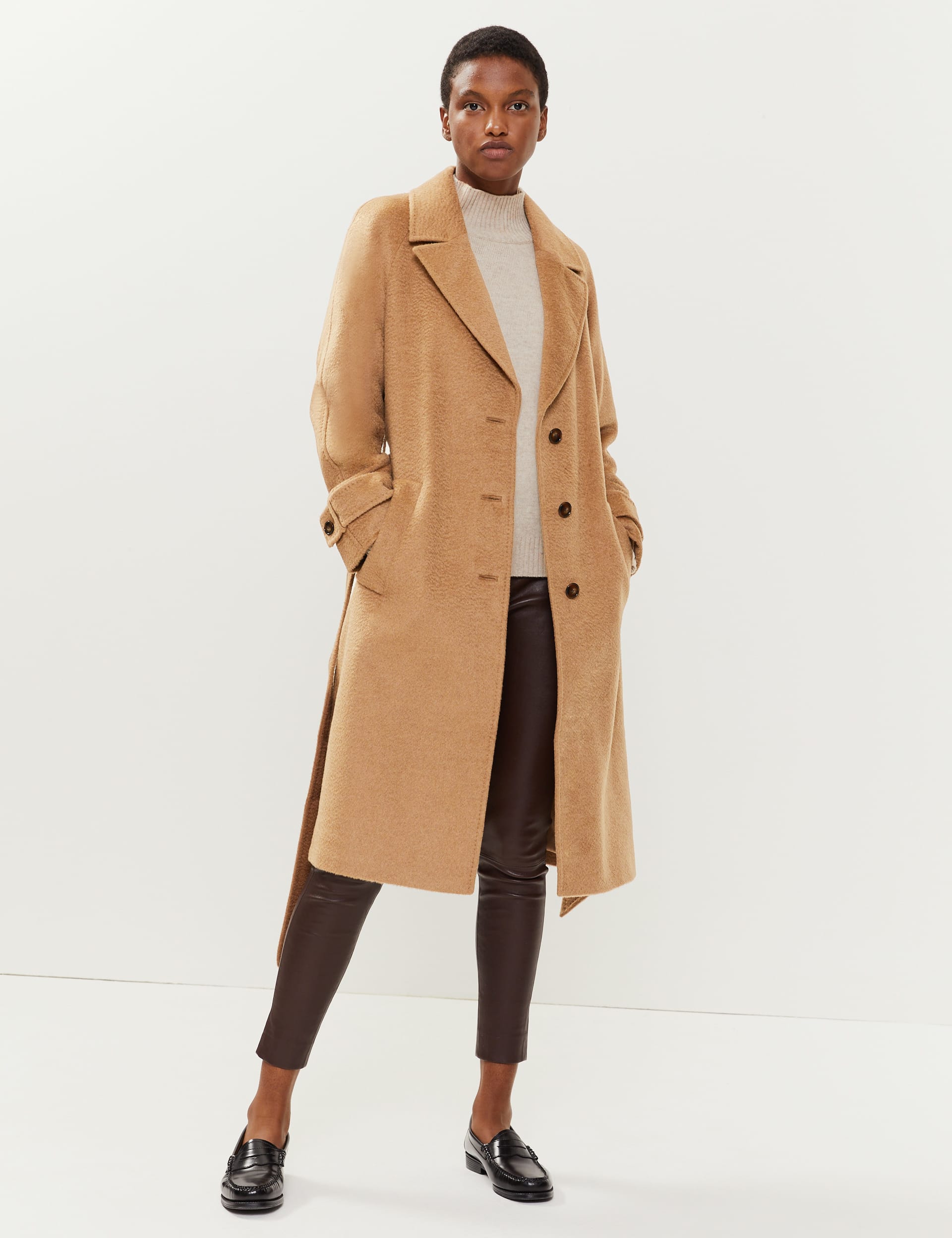 Camel wool coat with hood best sale