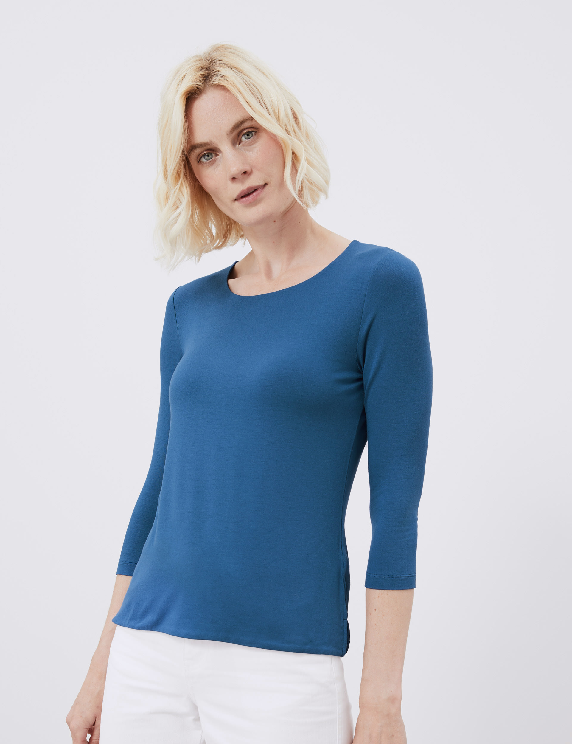 Jersey Scoop Neck 3/4 Sleeve Top | JAEGER | M&S