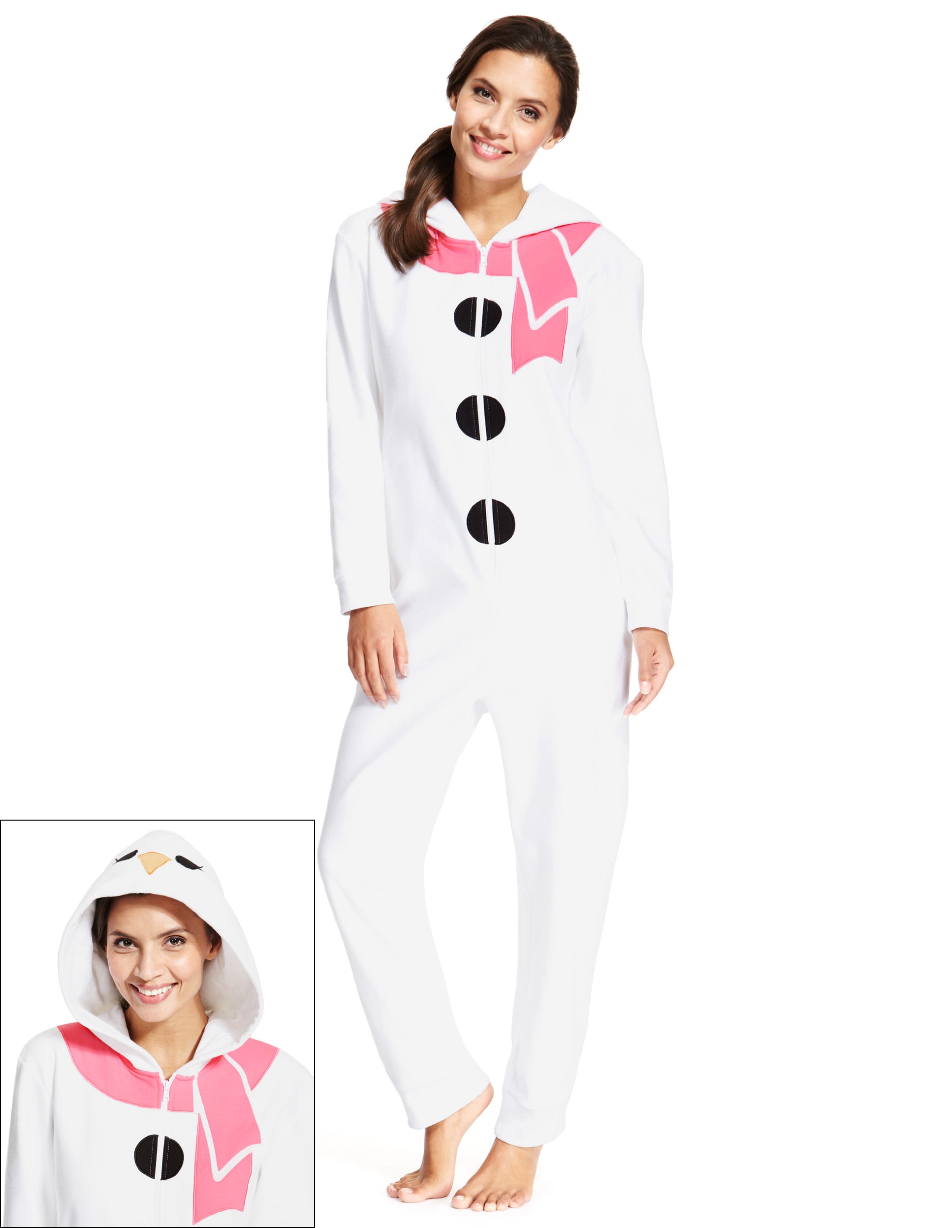 Hooded Snowman Fleece Onesie M S Collection M S