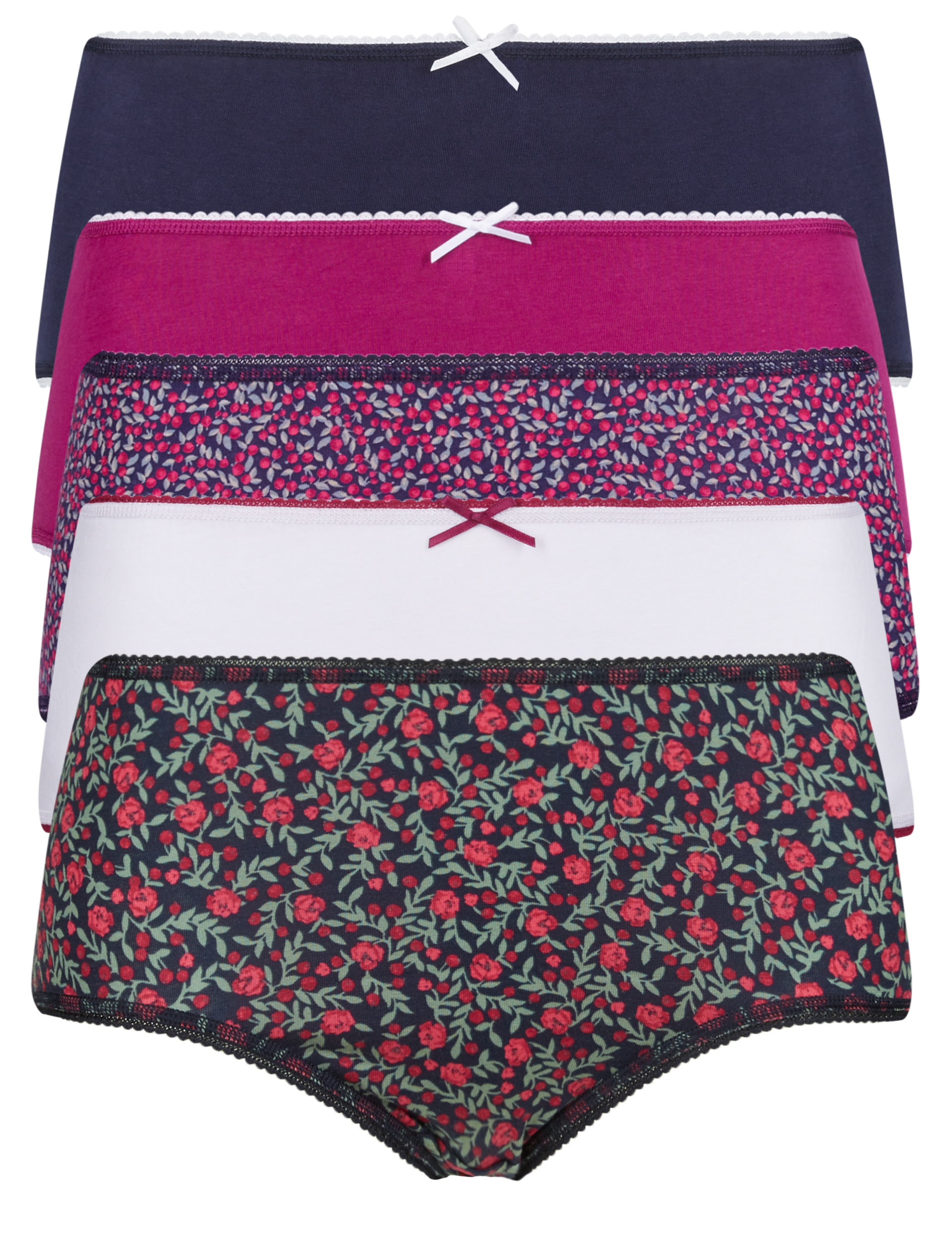 5 Pack Cotton Rich Assorted Berry Midi Knickers Image 2 of 6