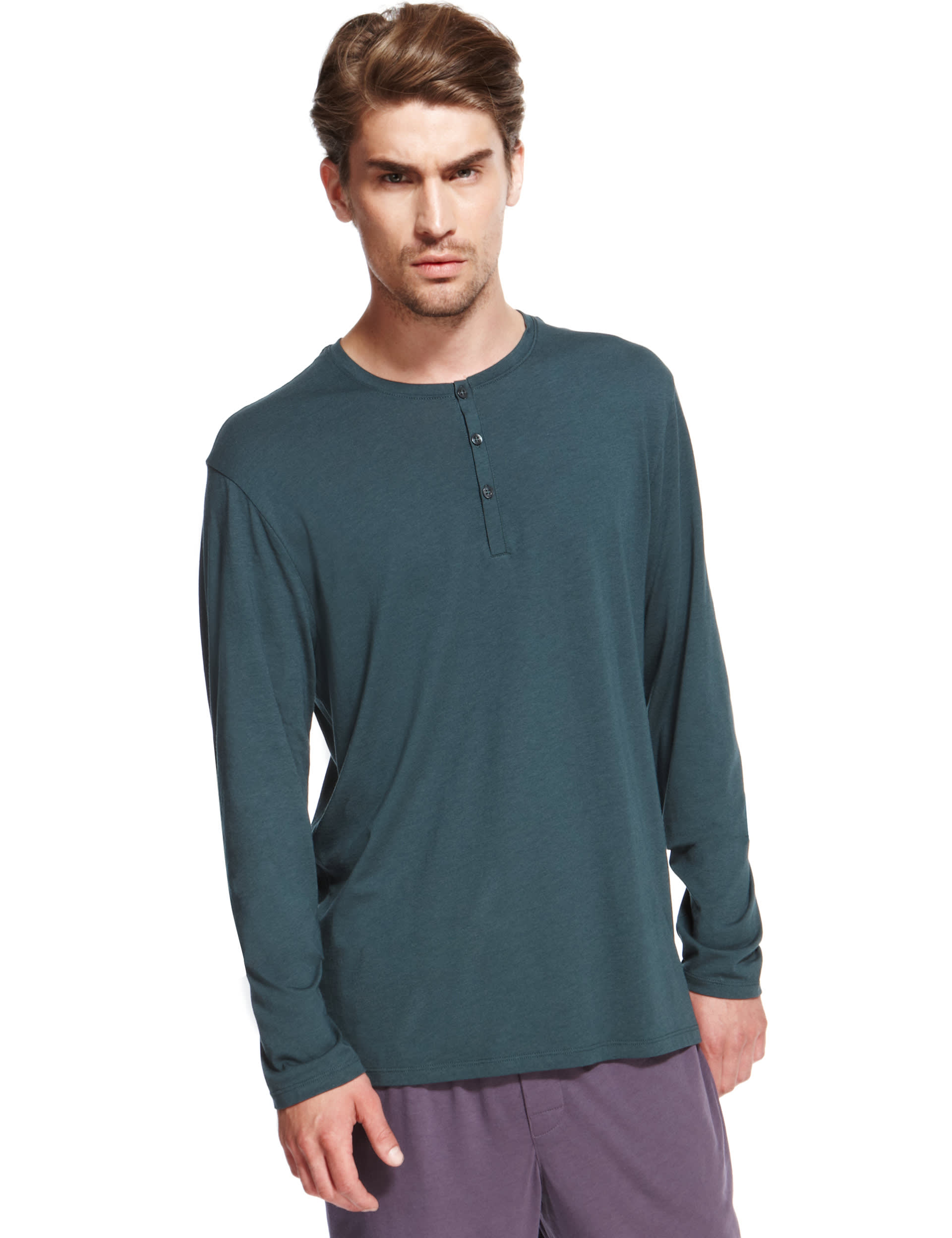 Henley Neck T-Shirt with Modal Image 2 of 5