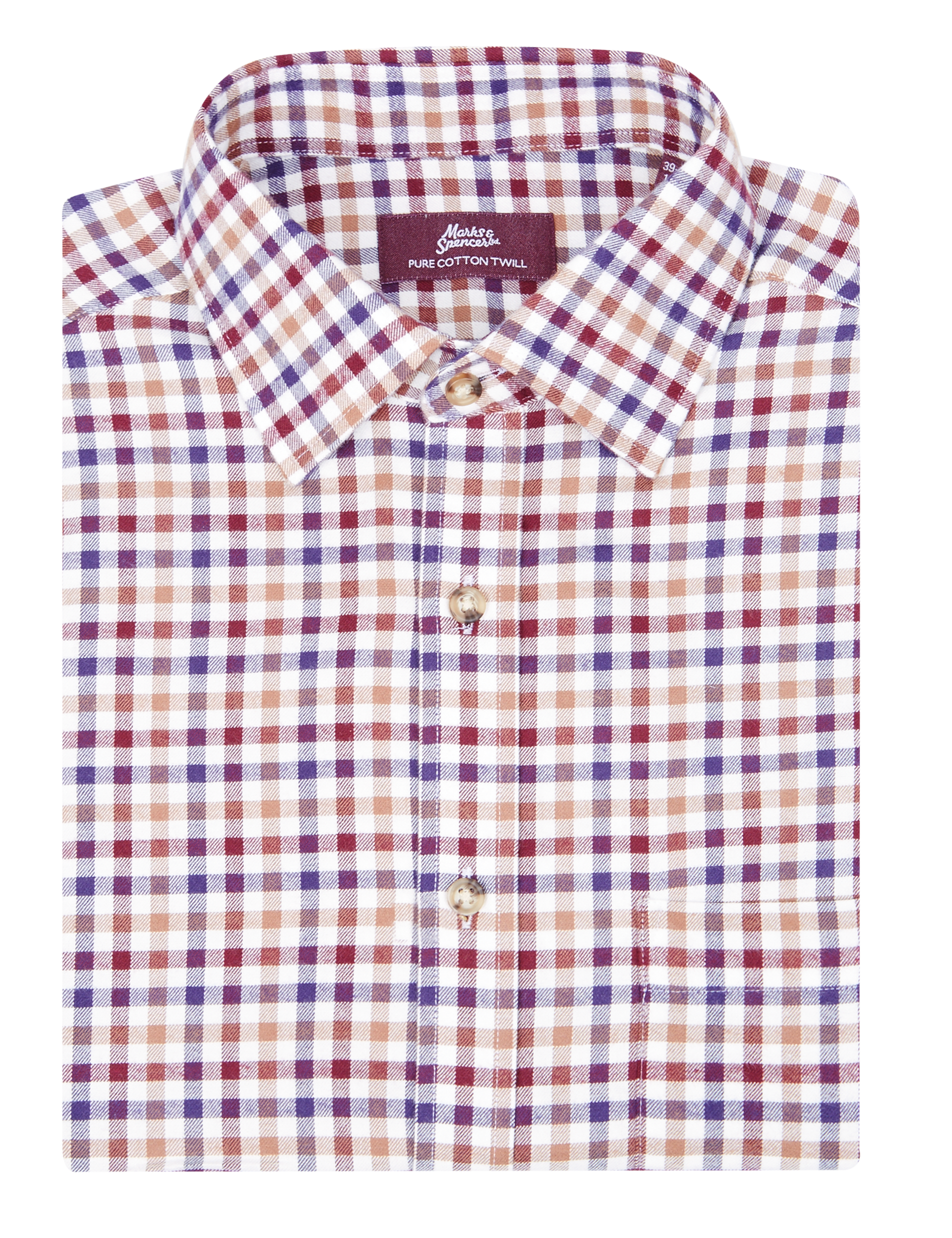 Pure Cotton Twill Checked Shirt Image 2 of 5