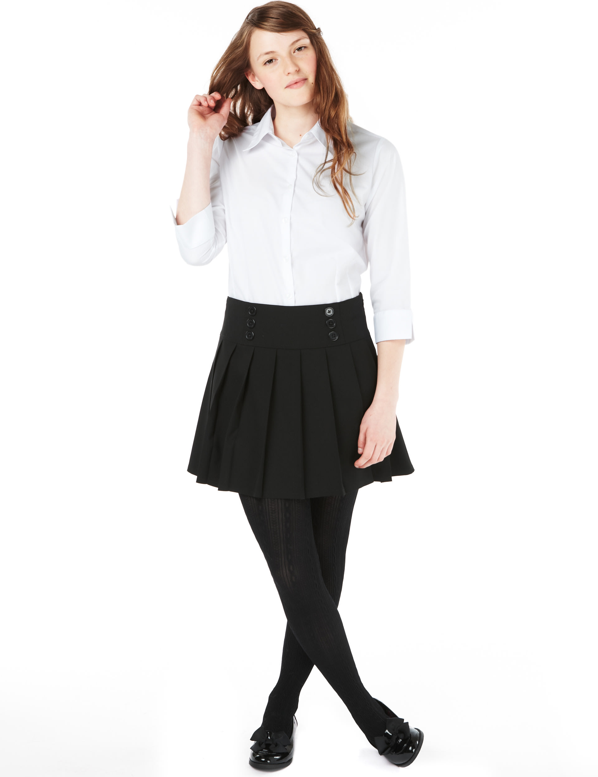 Plus Fit Drop Waist Pleated Fashion Skirt (Older Girls) Image 2 of 6