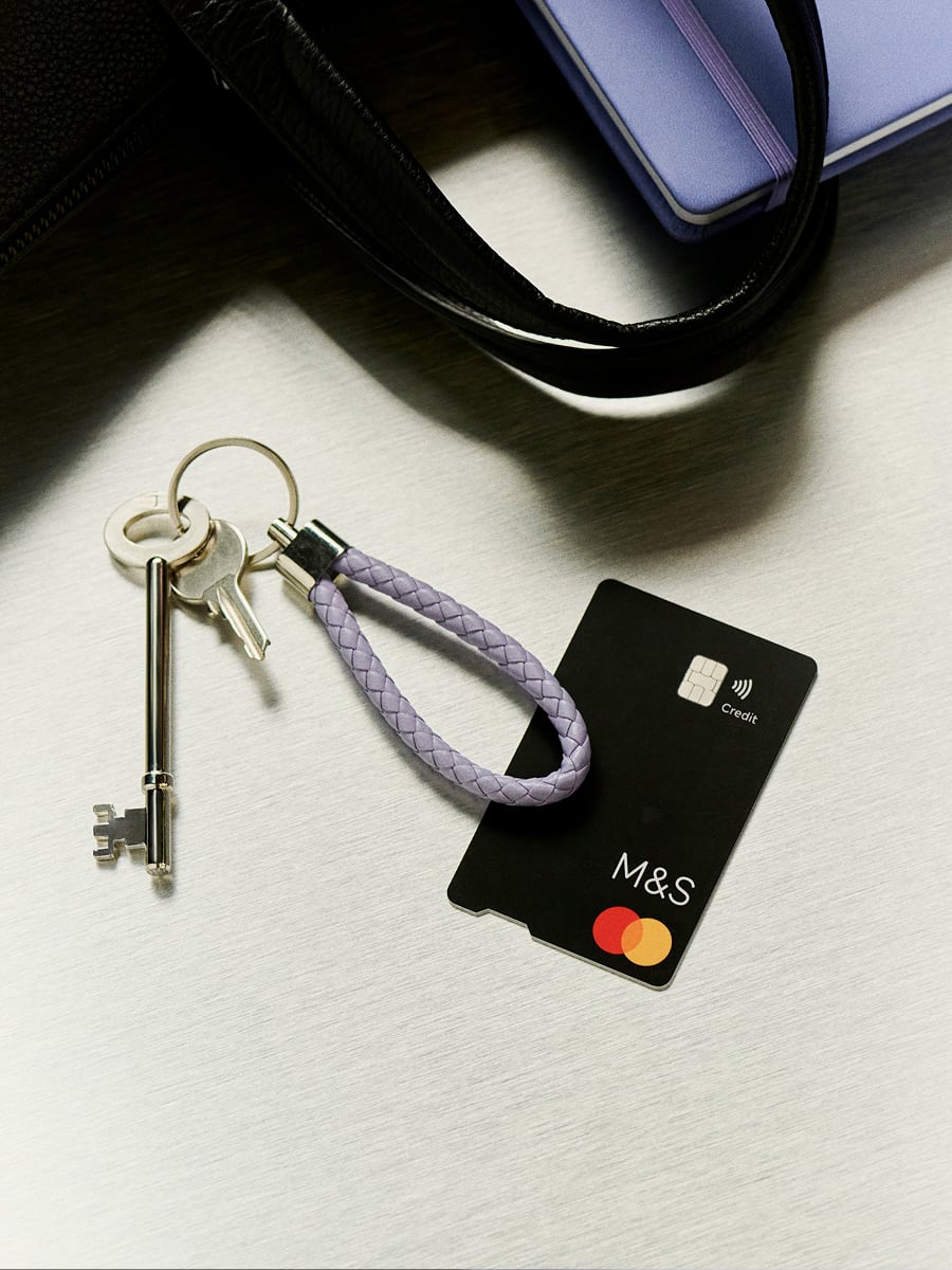 credit card on table with keys