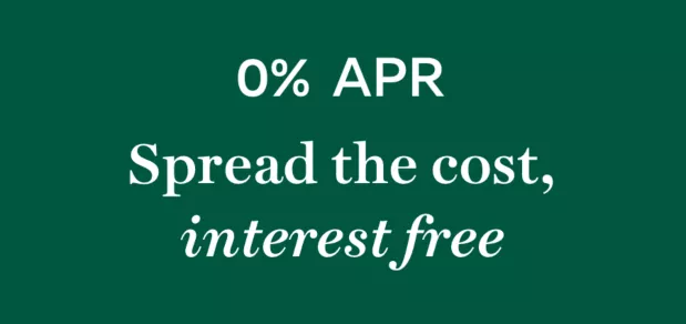 0% APR. Spread the cost, interest free
