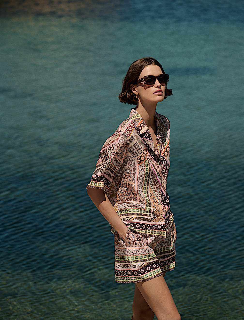 Geometric Printed Button Through Shirt