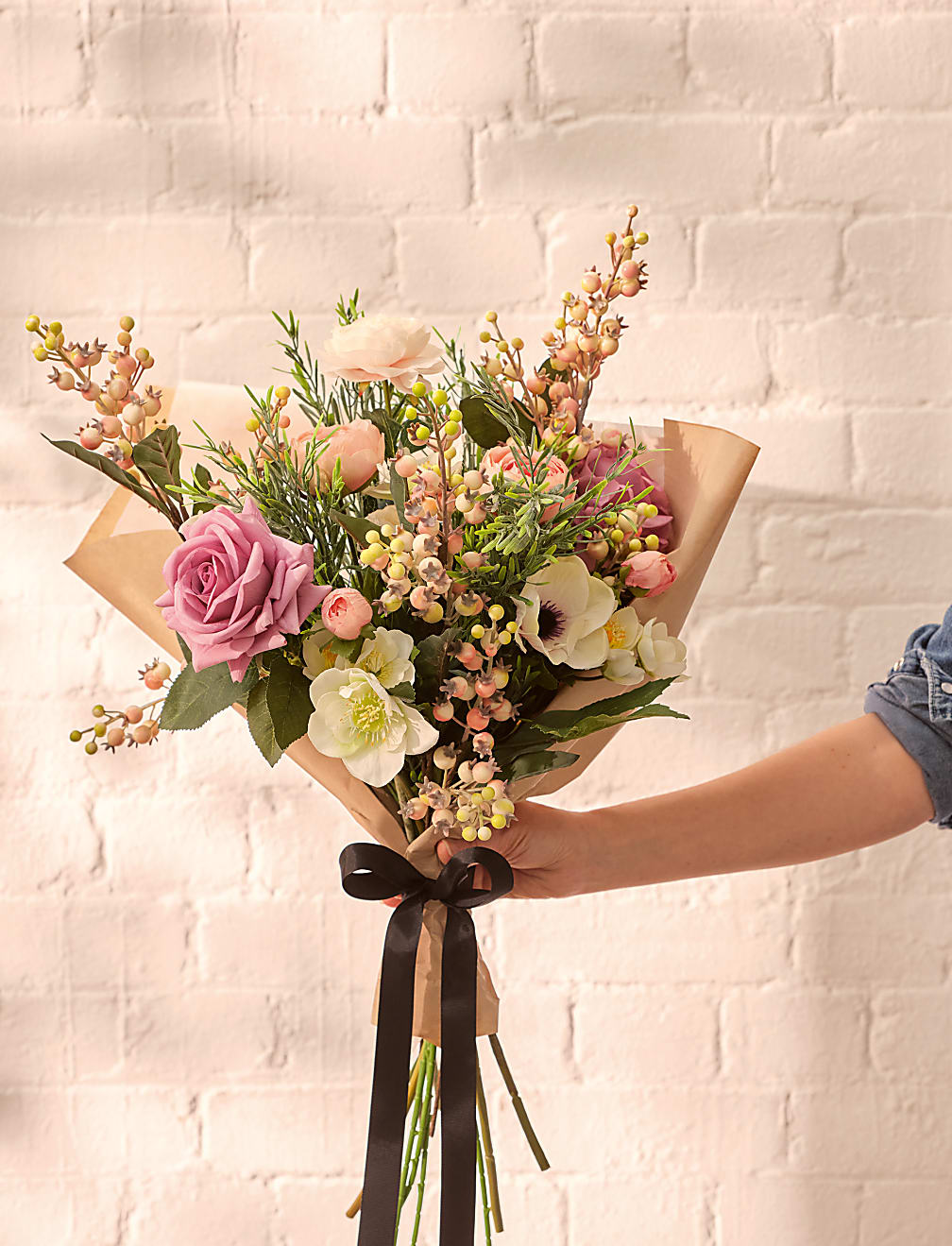 Set of 2 Artificial Real Touch Ranunculus Stems