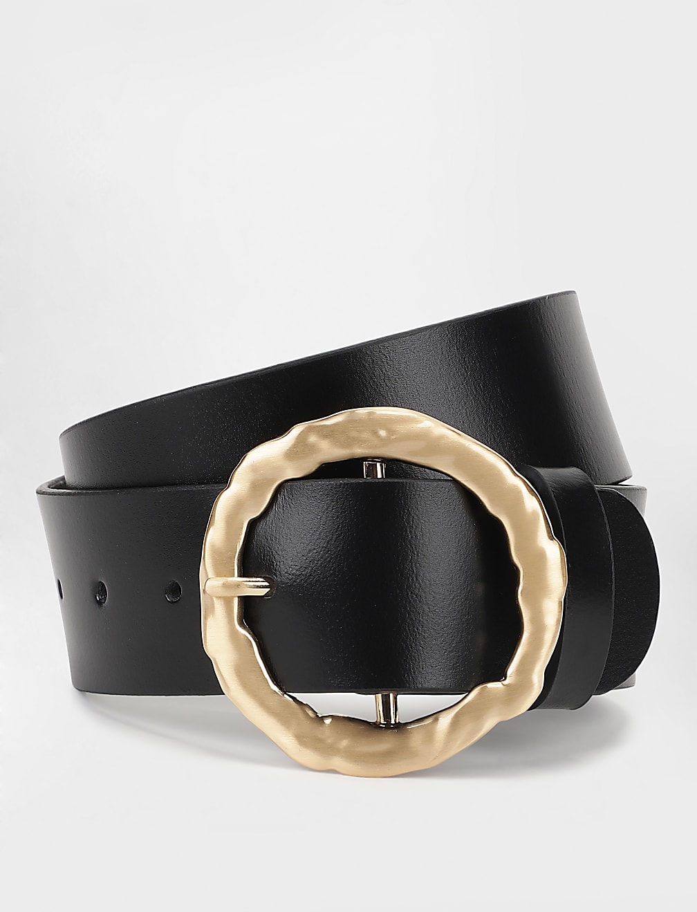 Leather Plain Round Tang Buckle Belt