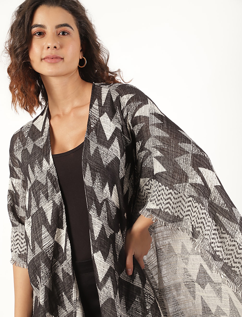 Pure Cotton Self Design Shrug