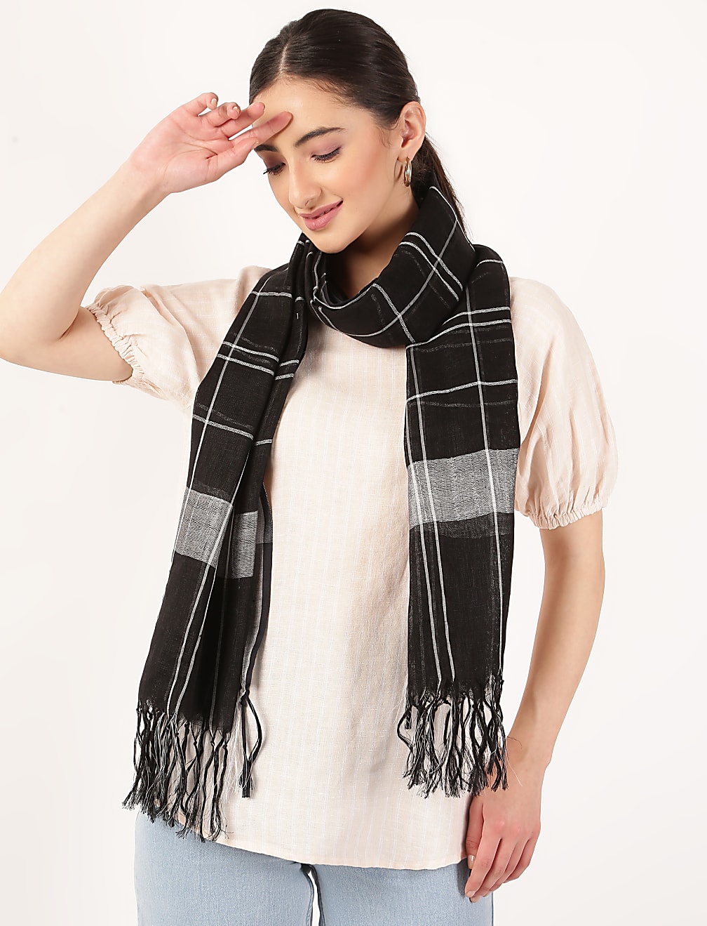 Flax Mix Checks Stoles