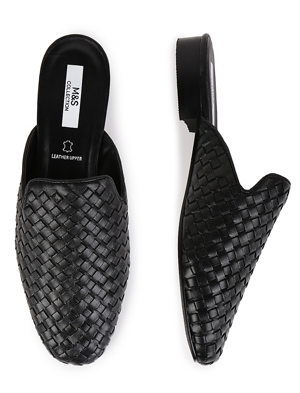 Leather Self Design Standard Fit Mules
