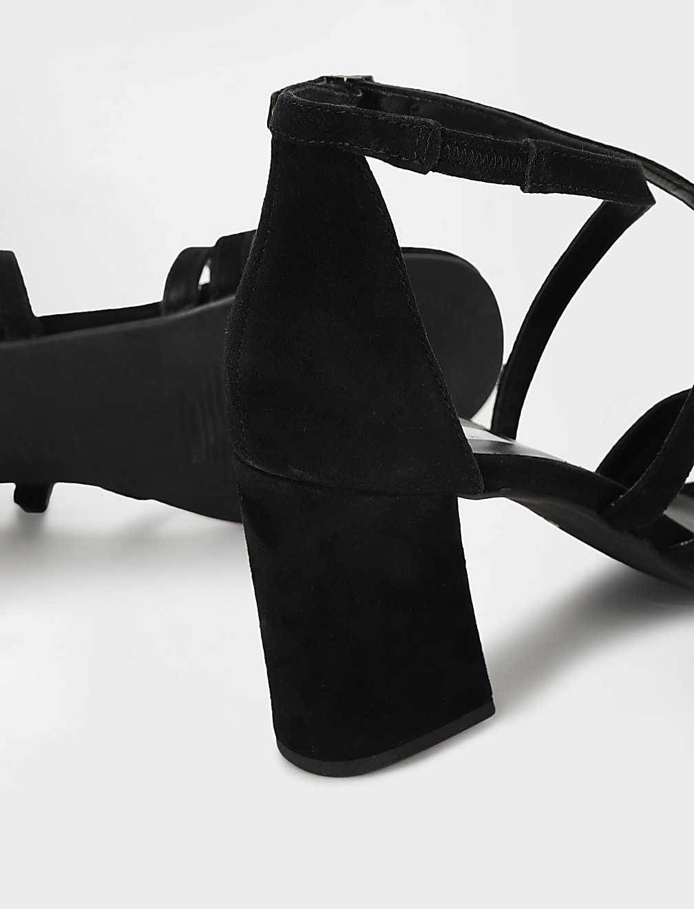 Suede Ankle Strap Block Heel Sandal