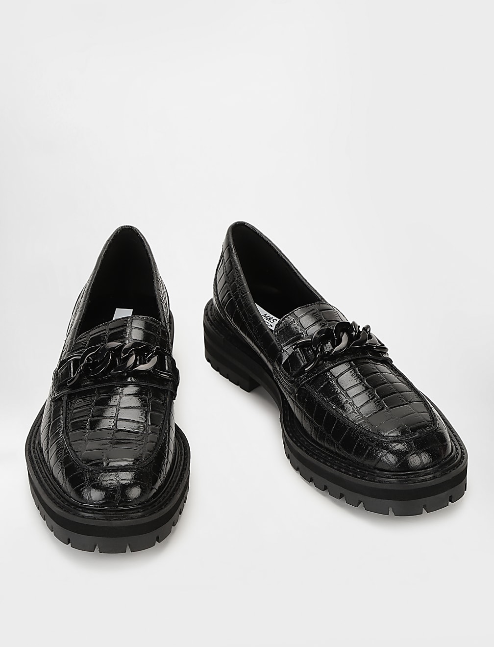 Pure Leather Textured Slip On Loafers