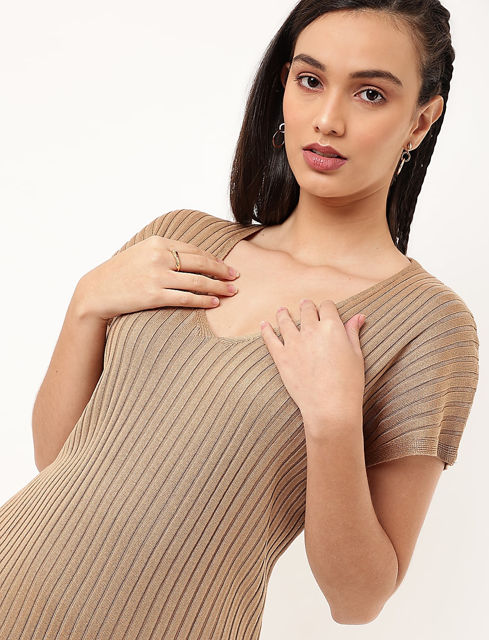 Viscose Mix Striped Knitted Dress