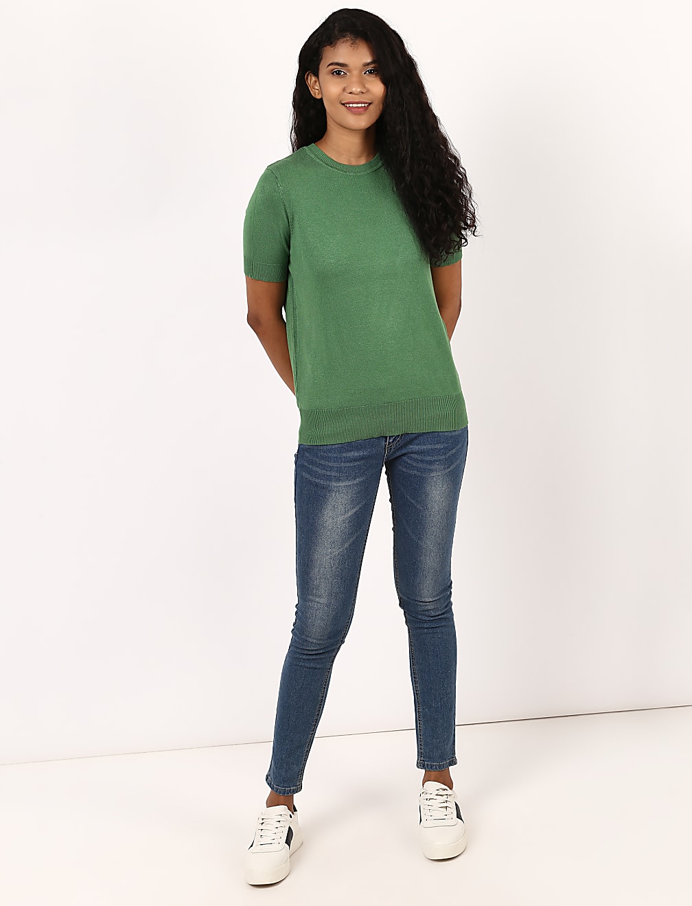 Knitted Crew Neck Short Sleeve Top