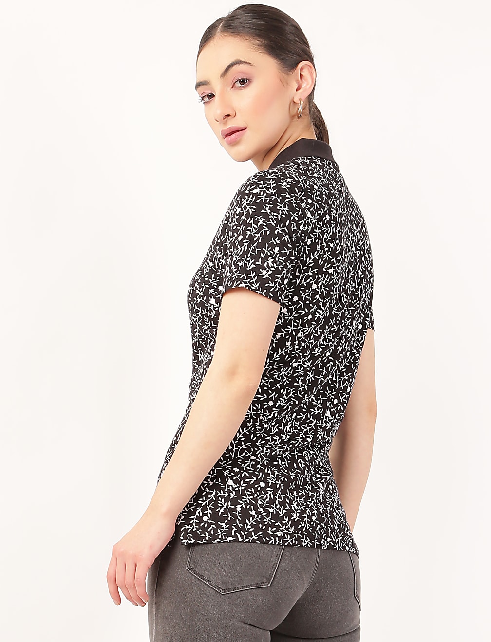 Pure Cotton Printed Collar Neck T-Shirt