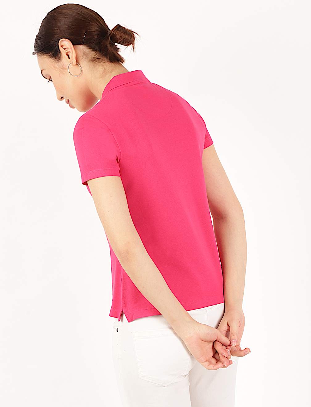 Pure Cotton Plain Polo Neck T-Shirt