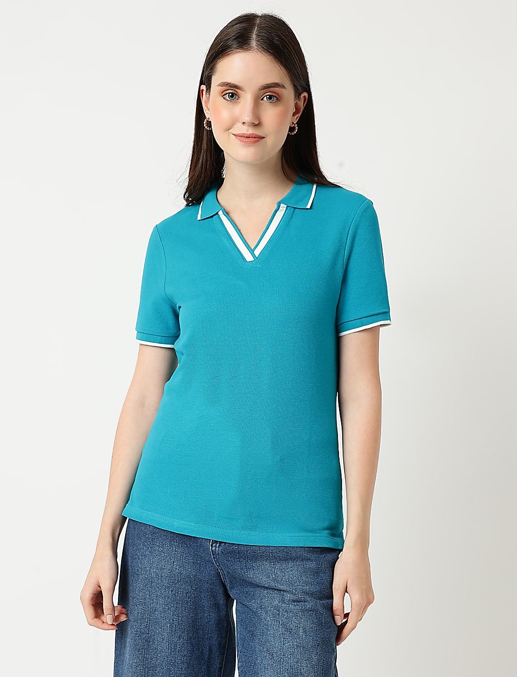 Pure Cotton Polo Neck T-Shirt