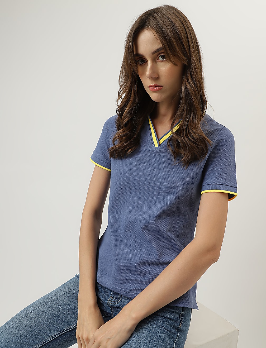 Pure Cotton Polo Neck T-Shirt