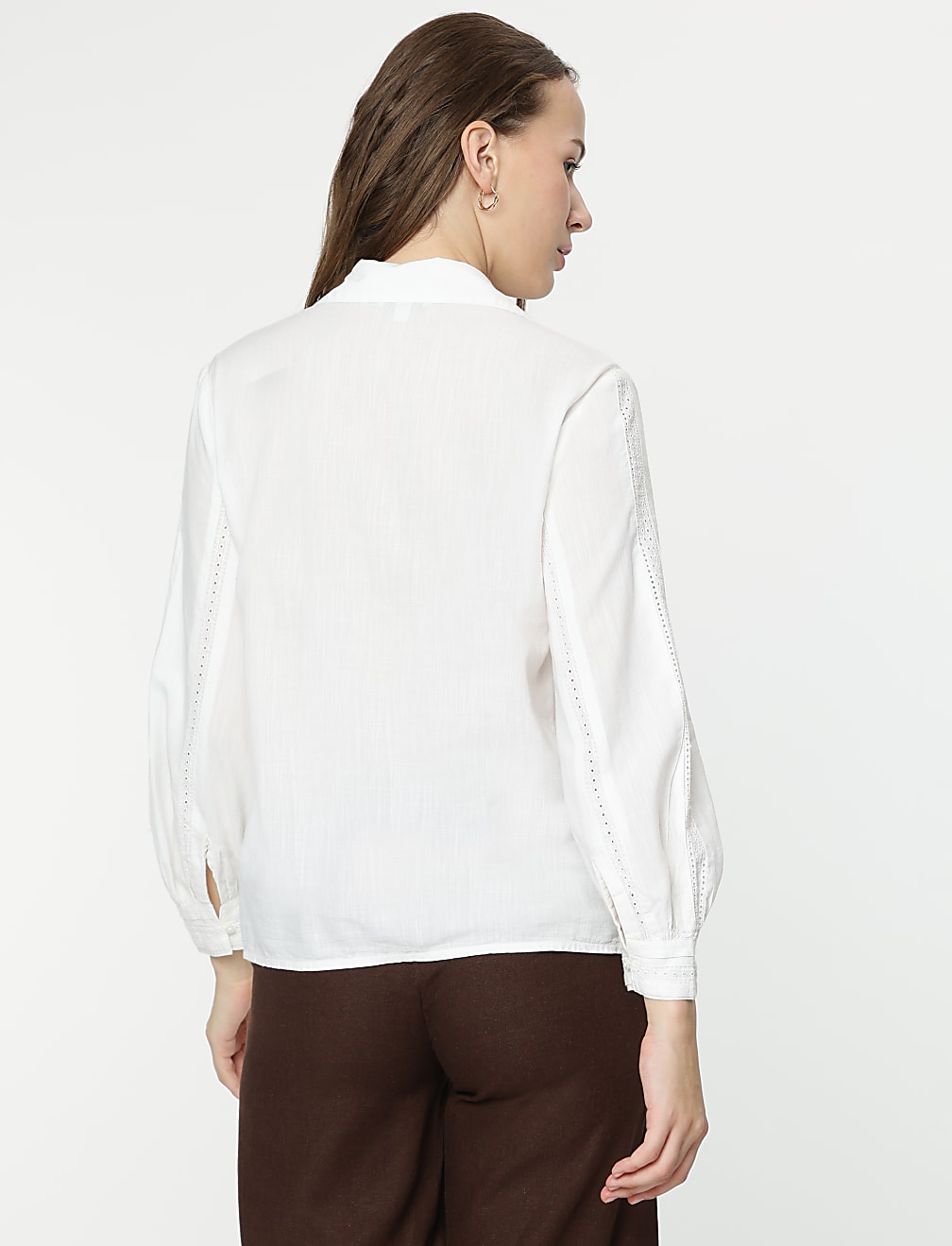 Cotton Rich Embroidery Spread Collar Shirt