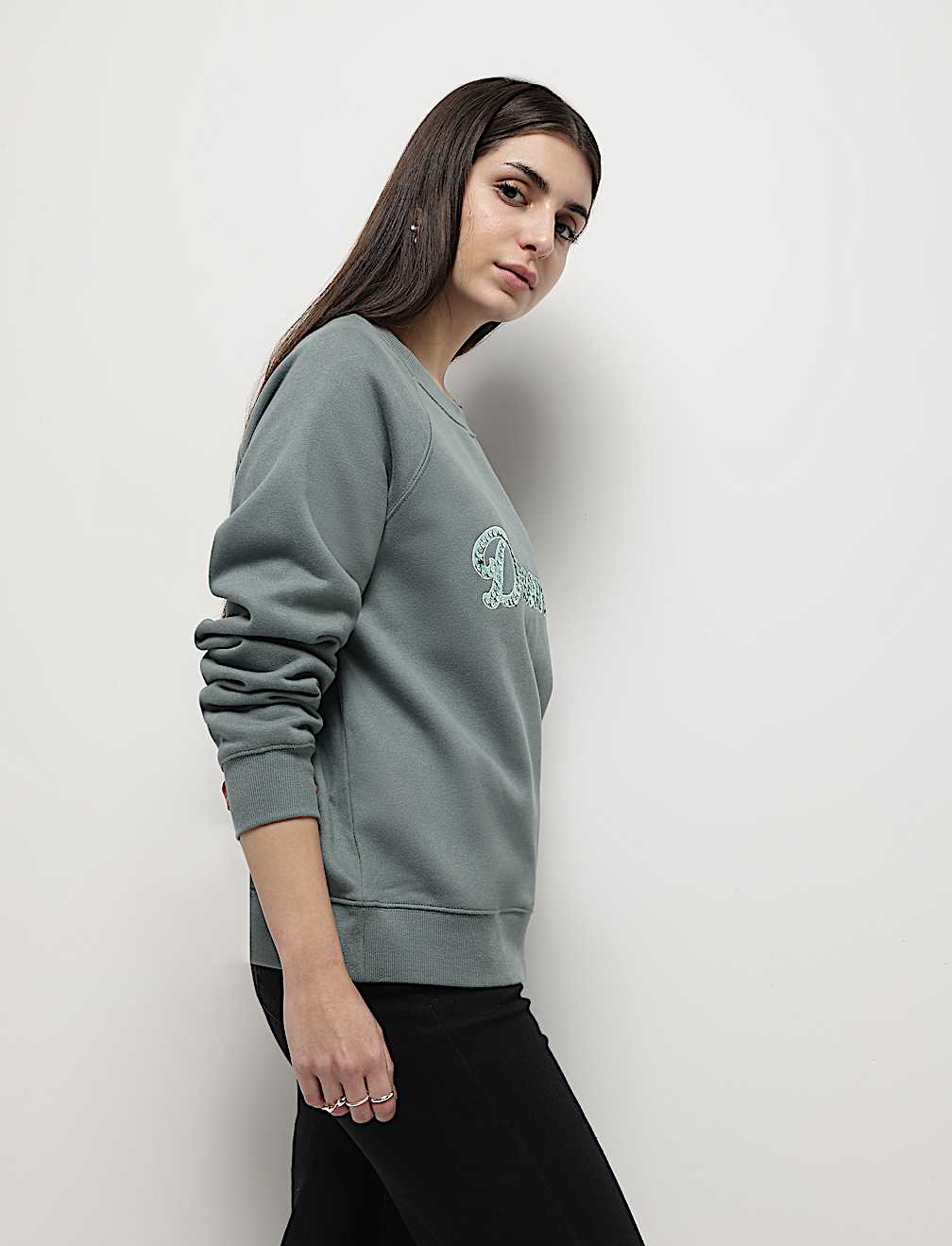 Pure Cotton Sequin Embellished Sweatshirt