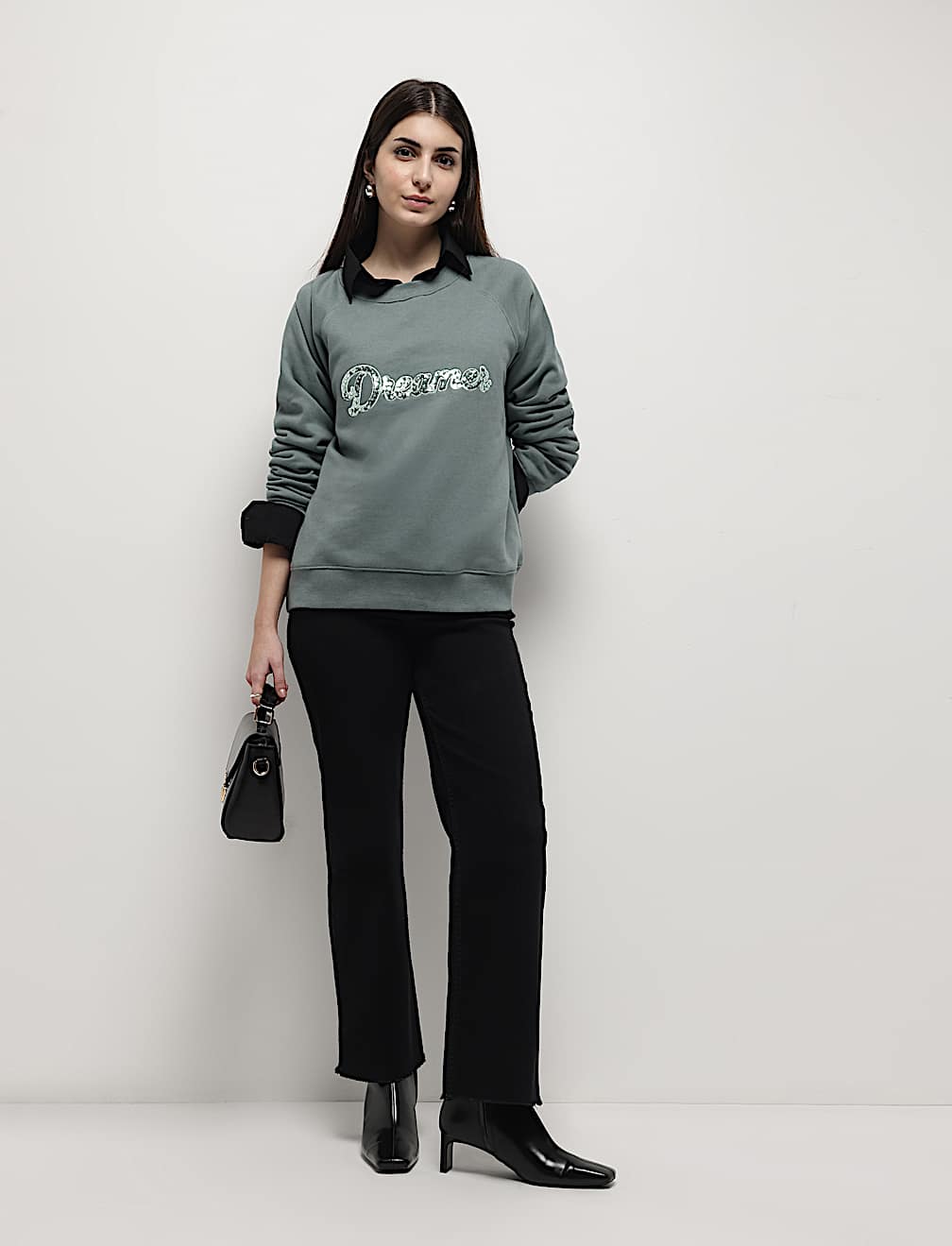 Pure Cotton Sequin Embellished Sweatshirt