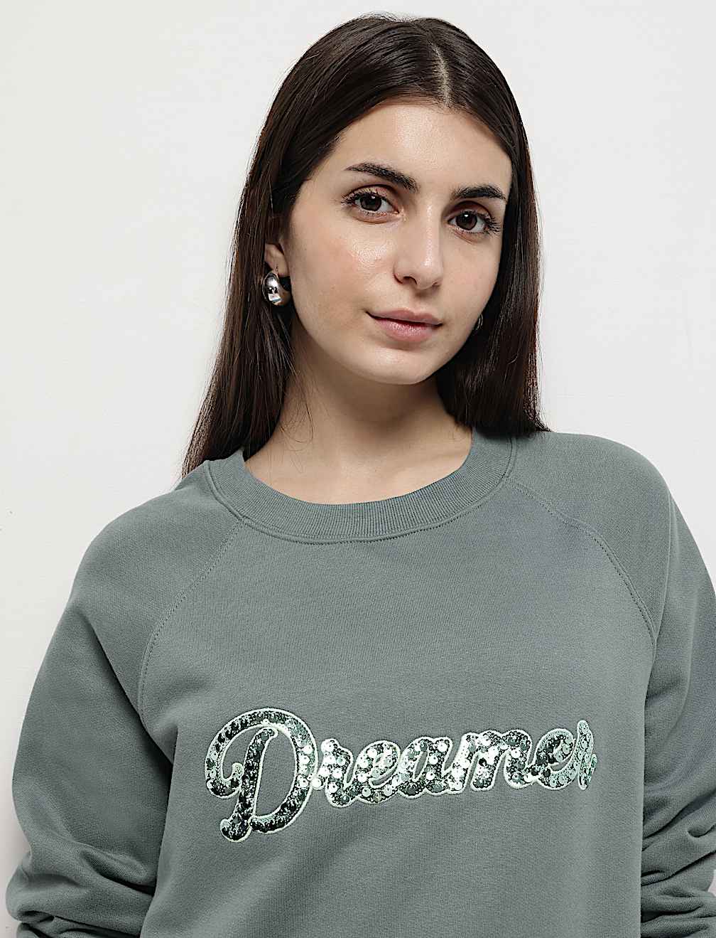 Pure Cotton Sequin Embellished Sweatshirt