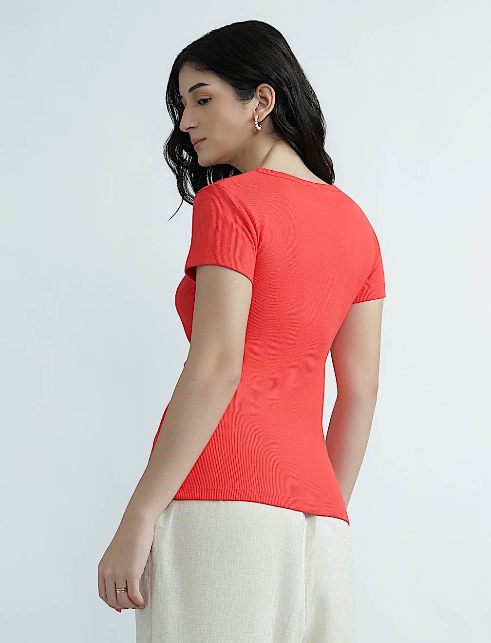 Cotton Rich Round Neck Textured Top