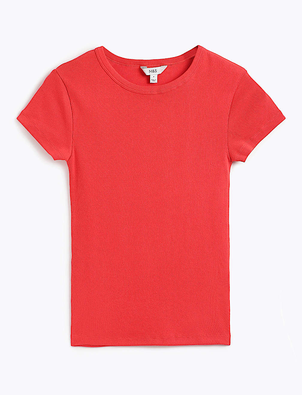 Cotton Rich Short Sleeve Ribbed Top