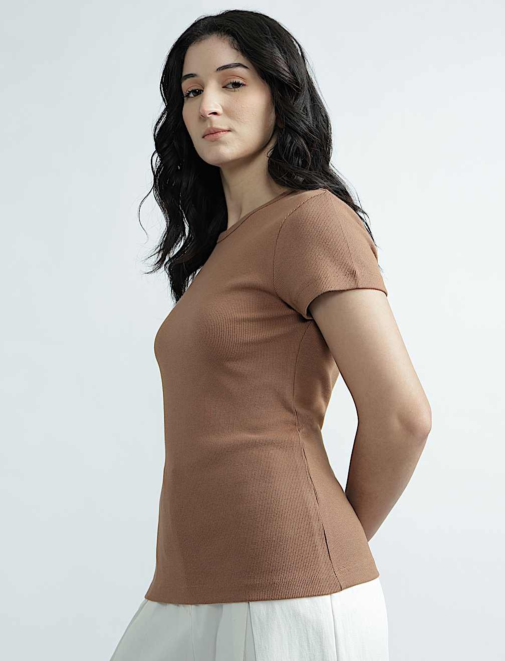 Cotton Rich Round Neck Textured Top