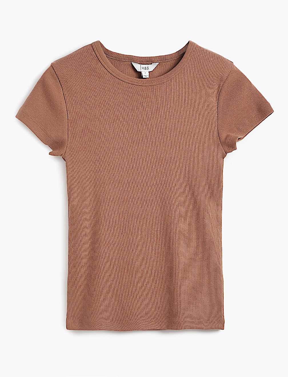 Cotton Rich Short Sleeve Ribbed Top