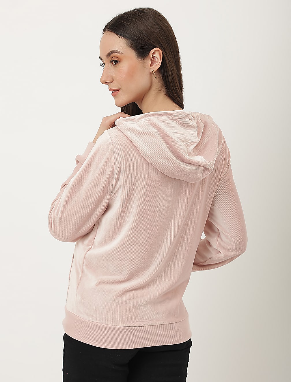 Velour Zip Up Hoodie