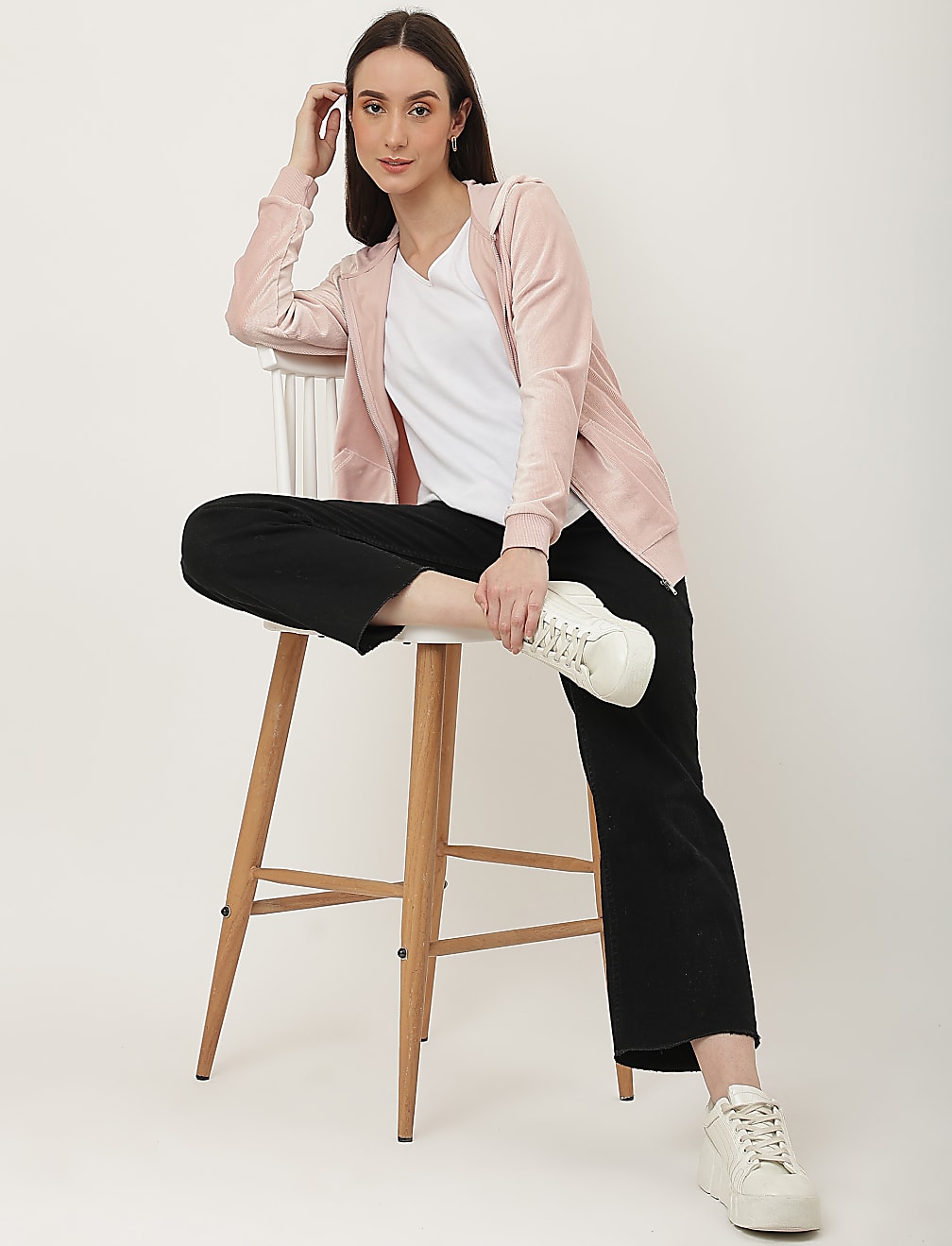 Velour Zip Up Hoodie